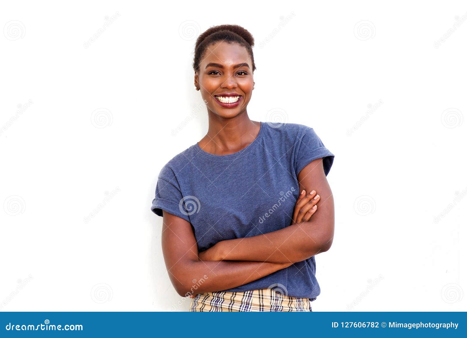 Beautiful Young African American Woman Smiling Against Isolated White
