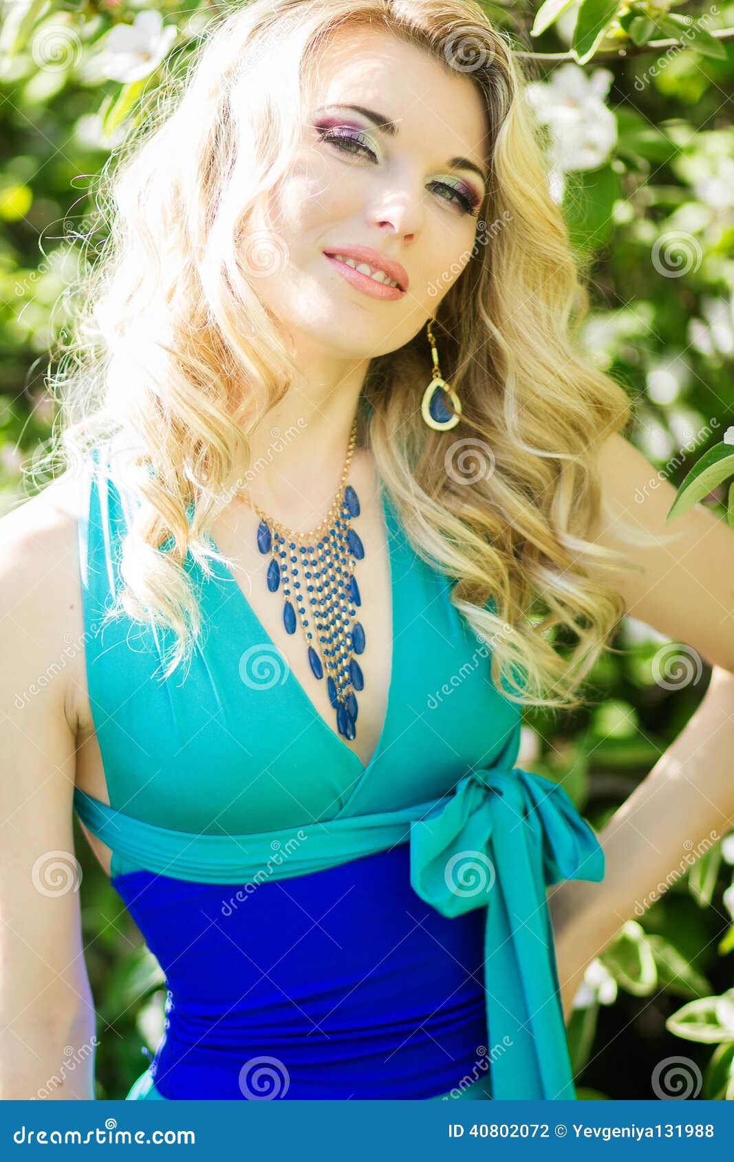 Portrait Of A Beautiful Young Blonde Woman With Long Hair 