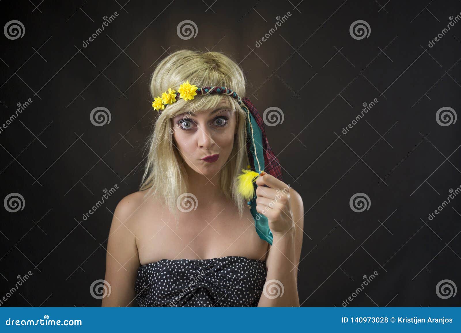 Portrait Of Beautiful Young Woman Wearing Hippie Headband