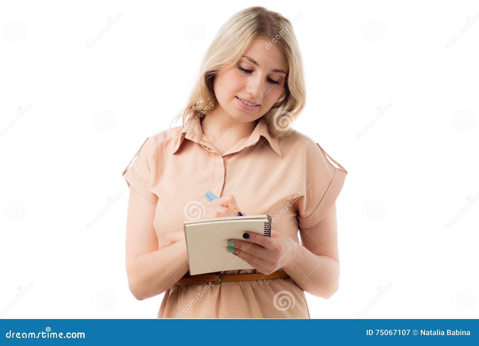 Blonde woman writing in journal - wide 8