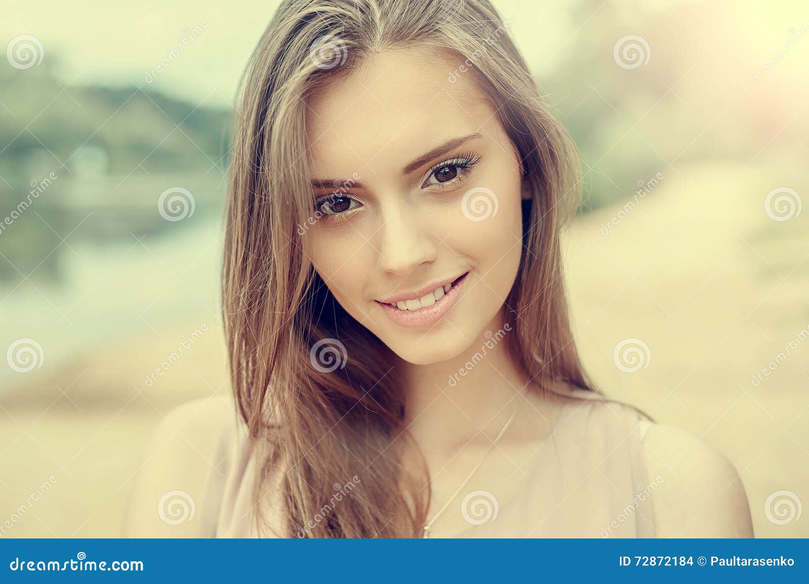 Portrait of Beautiful Young Girl with Clean Skin and Pretty Face Stock ...