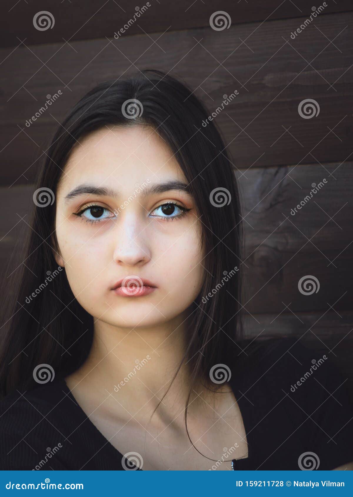 Portrait of a Beautiful Young Girl with Dark Long Hair and Black Eyes Stock  Photo - Image of elegance, beauty: 159211728