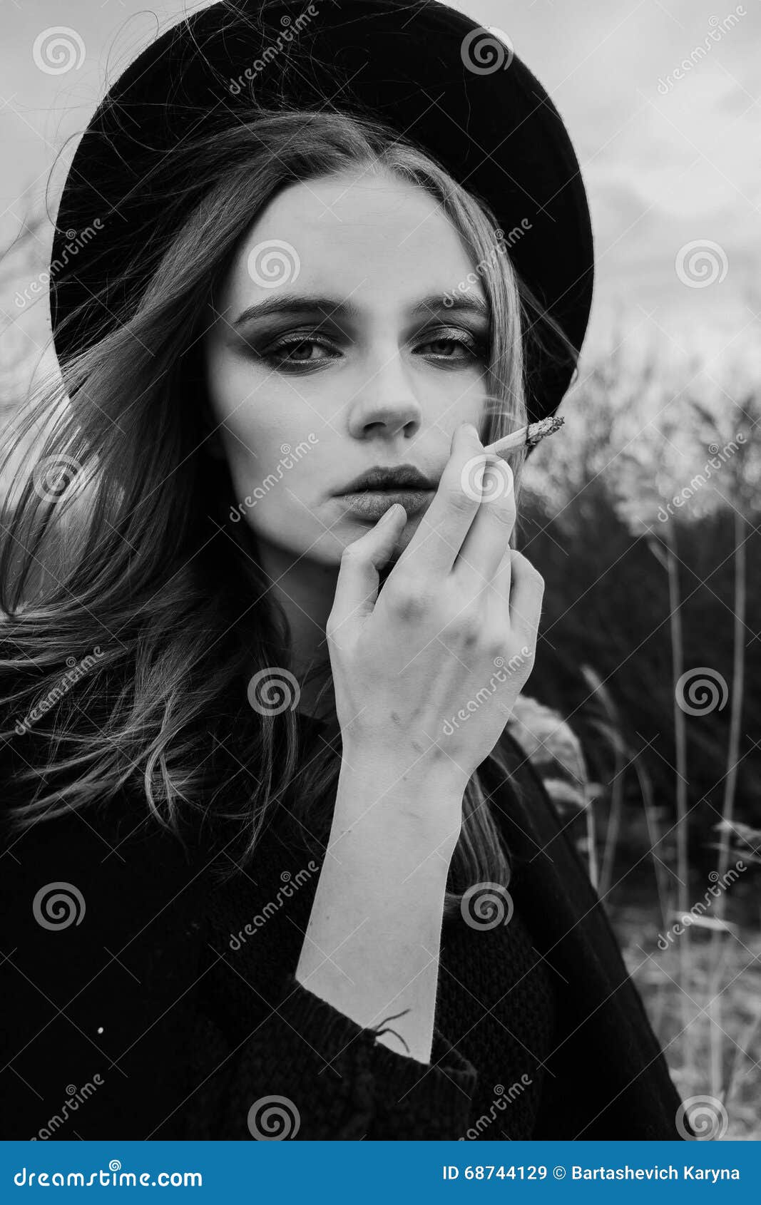 Portrait of a Beautiful Young Girl in a Hat Stock Image Image of