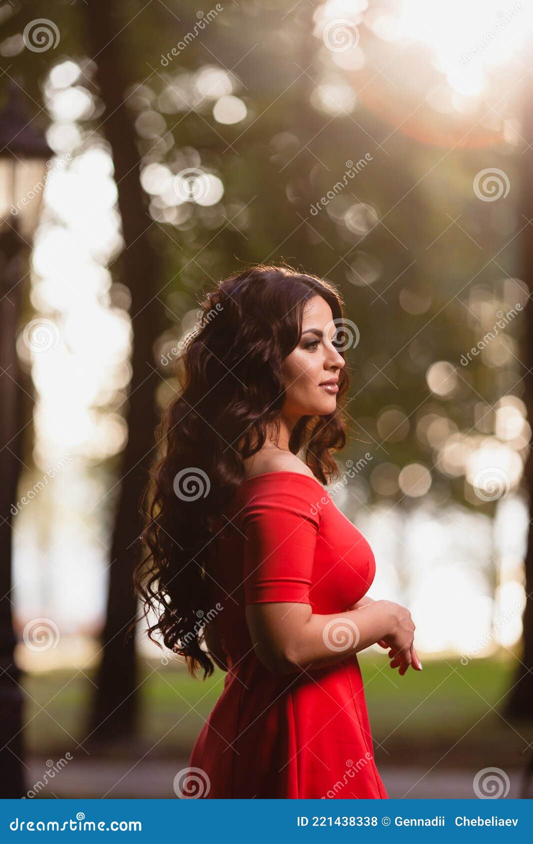 Young Girl Big Breasts Red Dress Stock Photo 1326632456