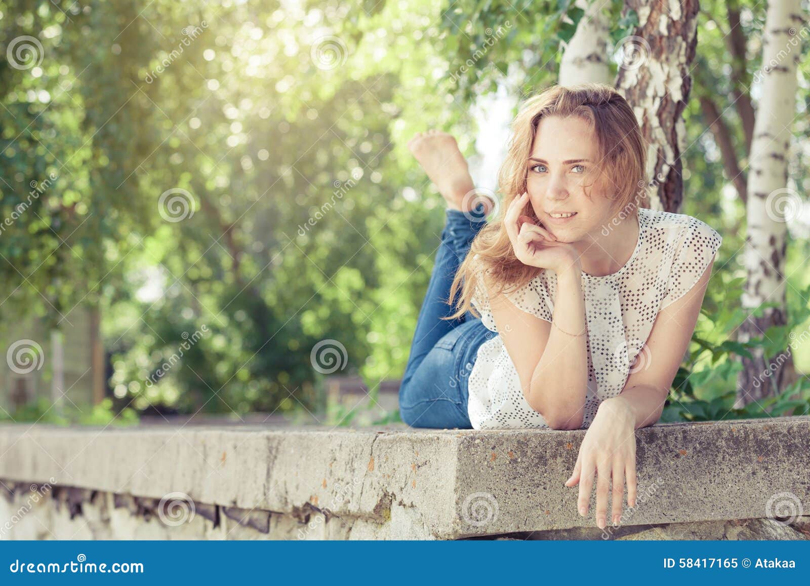 Portrait of a Beautiful Young Happy Girl Outdoors Stock Image - Image ...