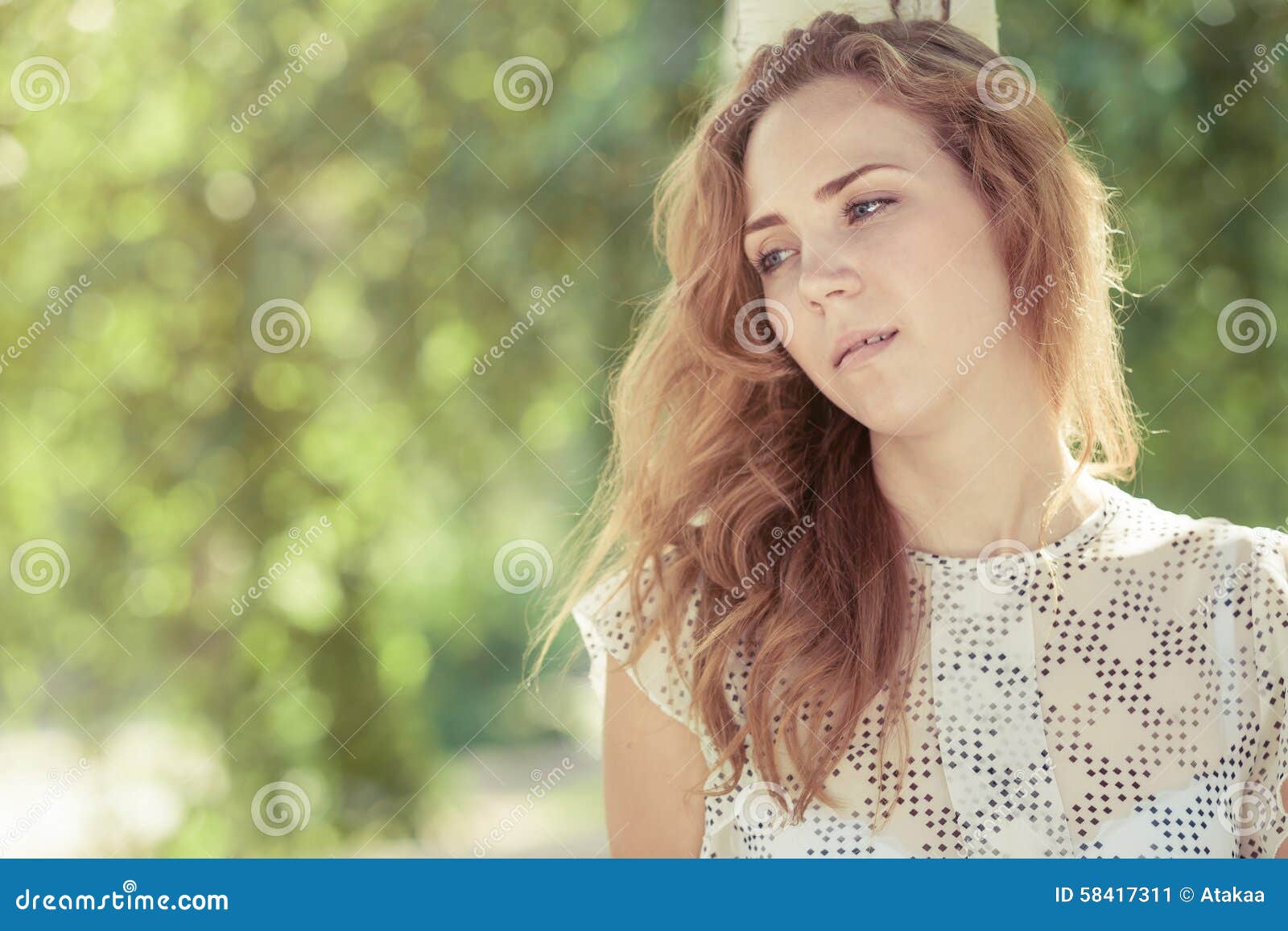 Portrait of a Beautiful Young Sad Girl Outdoors Stock Image - Image of ...