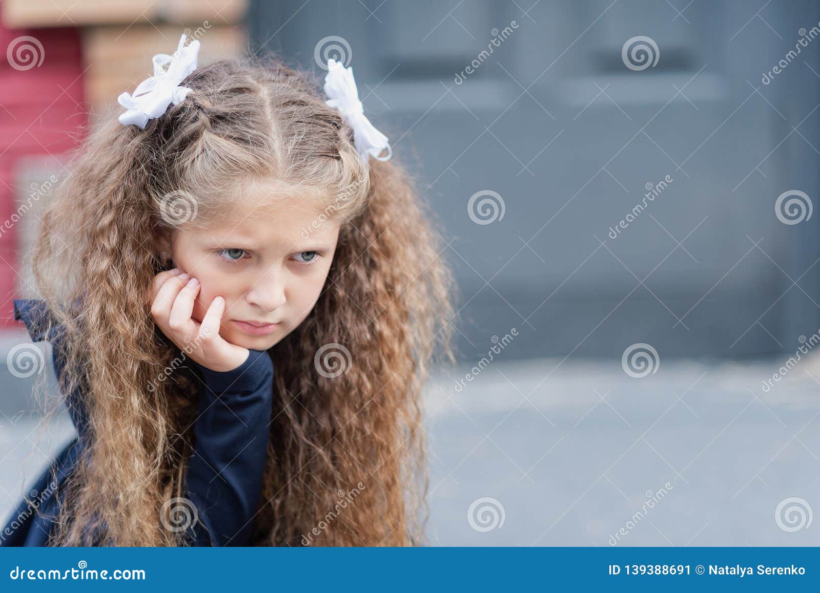 Portrait of a Beautiful Young Schoolgirl. Farewell Bell. Day of Knowledge.  Beginning of the School Year Stock Image - Image of cute, girl: 139388691