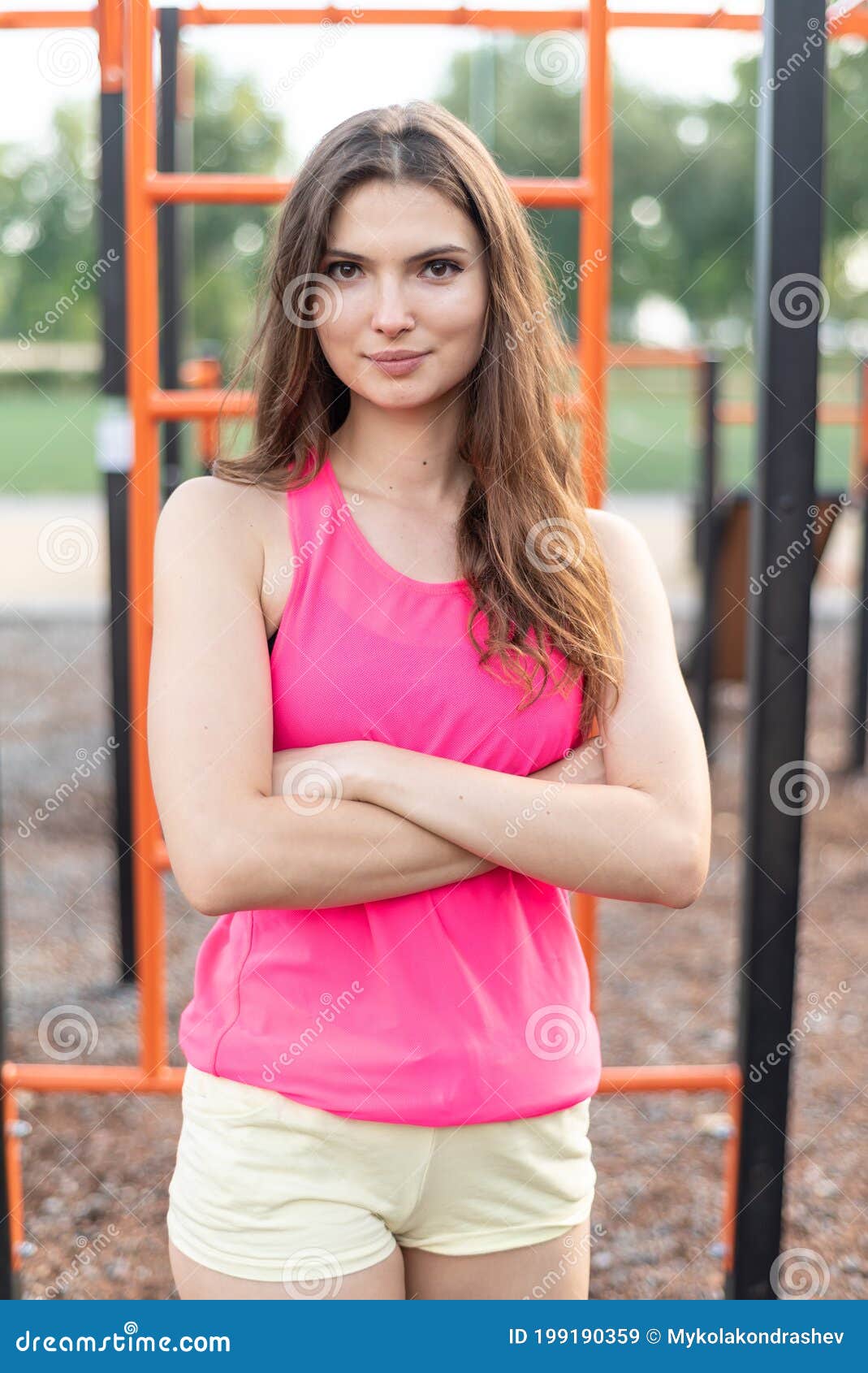 Portrait Of A Beautiful Young Sporty Brunette Girl Stock Image Image Of Activity Female