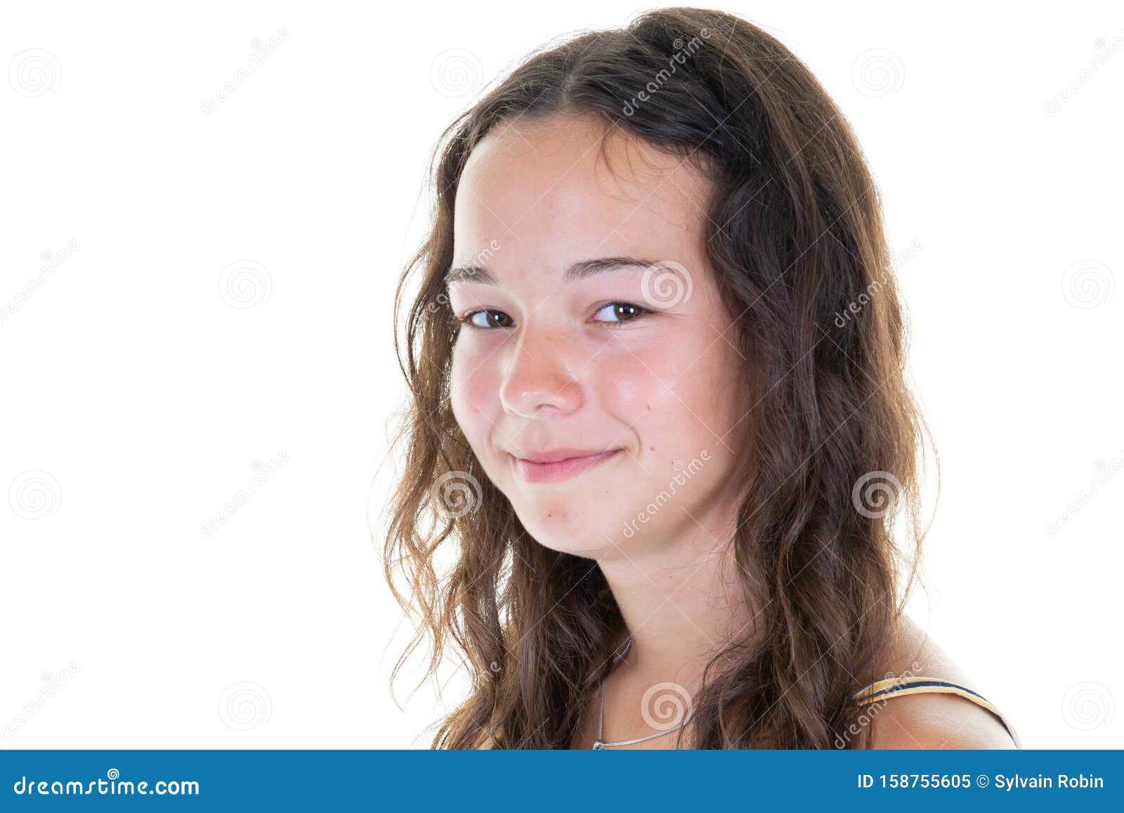 Portrait of Beautiful Young Teen Girl on White Background Stock Image ...