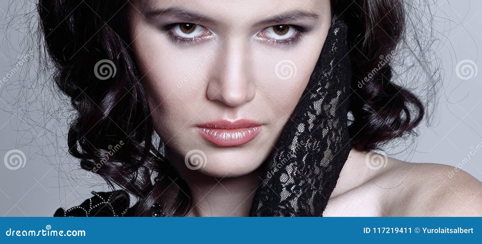 Portrait of Beautiful Young Woman in a Black Dress Stock Image - Image ...