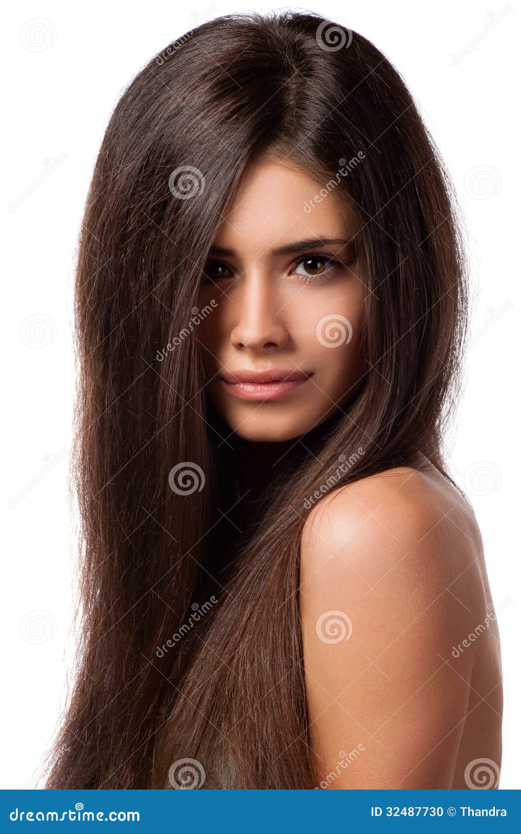 Portrait of a Beautiful Young Woman with Elegant Long Shiny Hair Stock ...