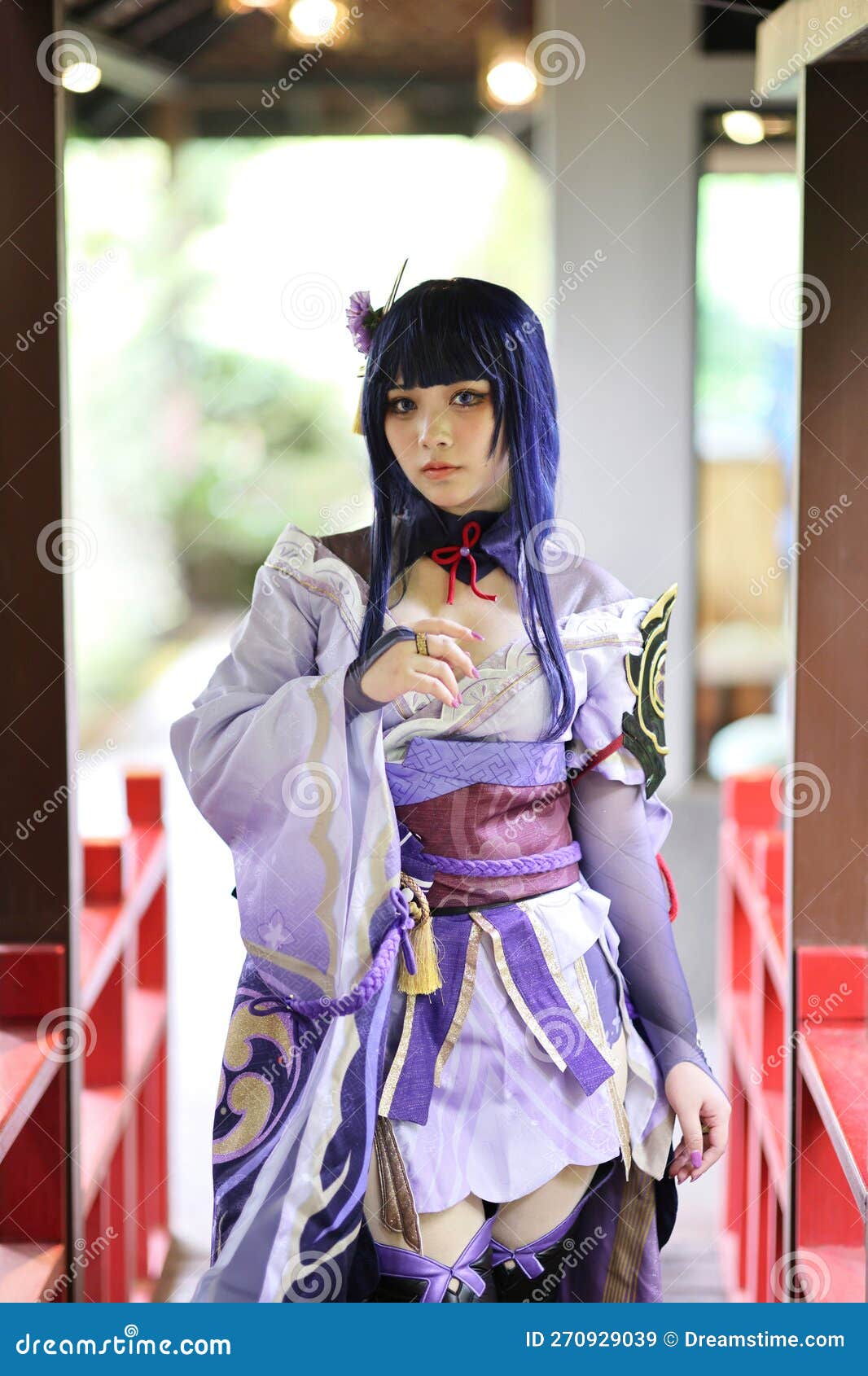 Portrait Of A Beautiful Young Woman Game Cosplay With Samurai Dress Costume  On Japanese Garden Stock Photo - Download Image Now - iStock