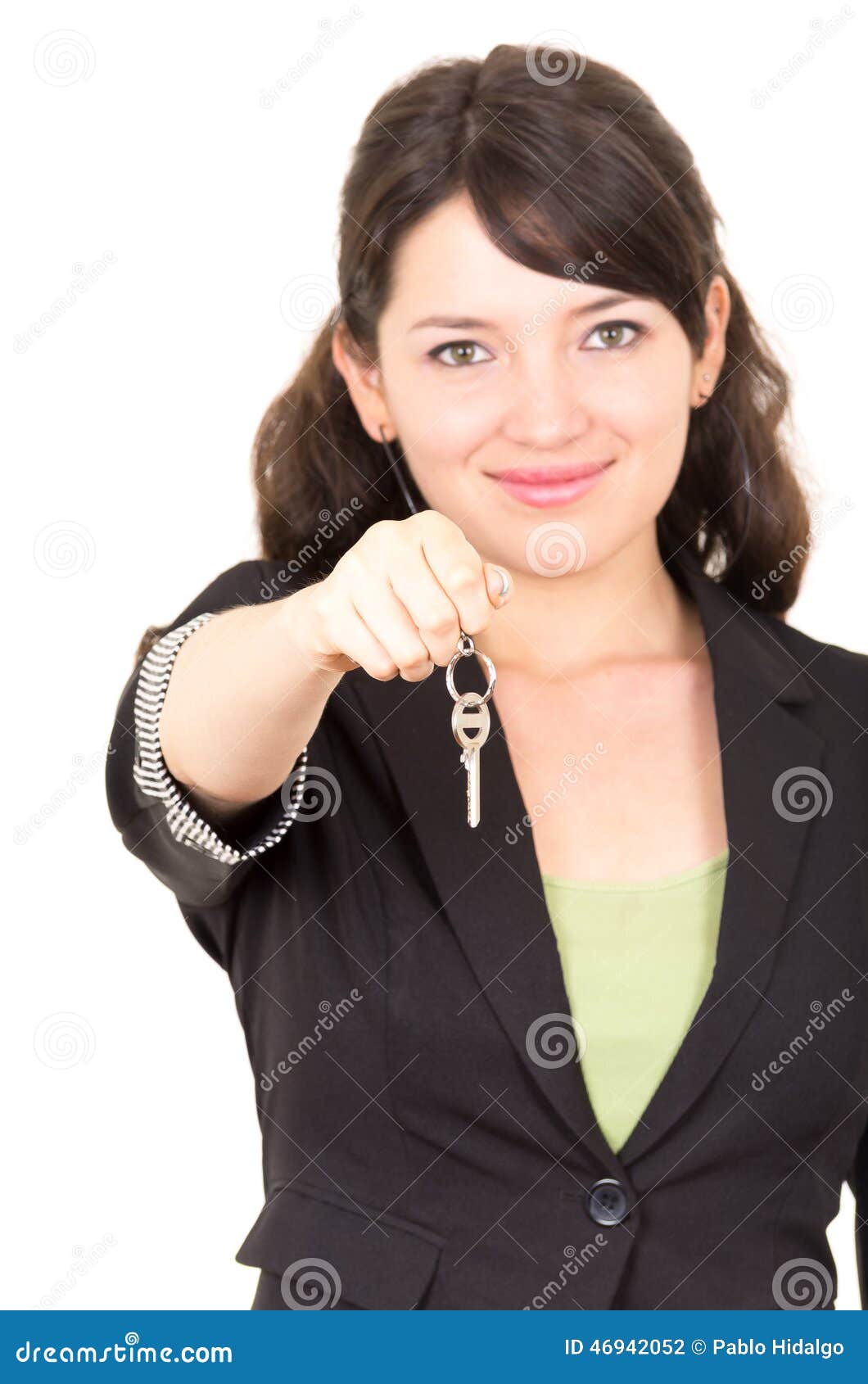 Portrait of Beautiful Young Woman Holding Key Stock Photo - Image of ...