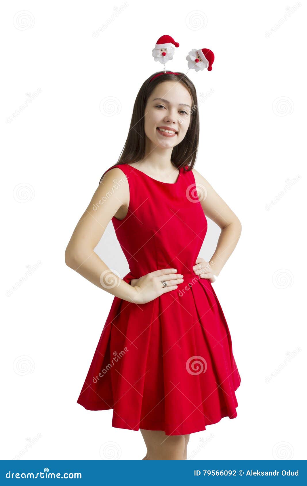 Sensual portrait of a beautiful young woman in a red dress 