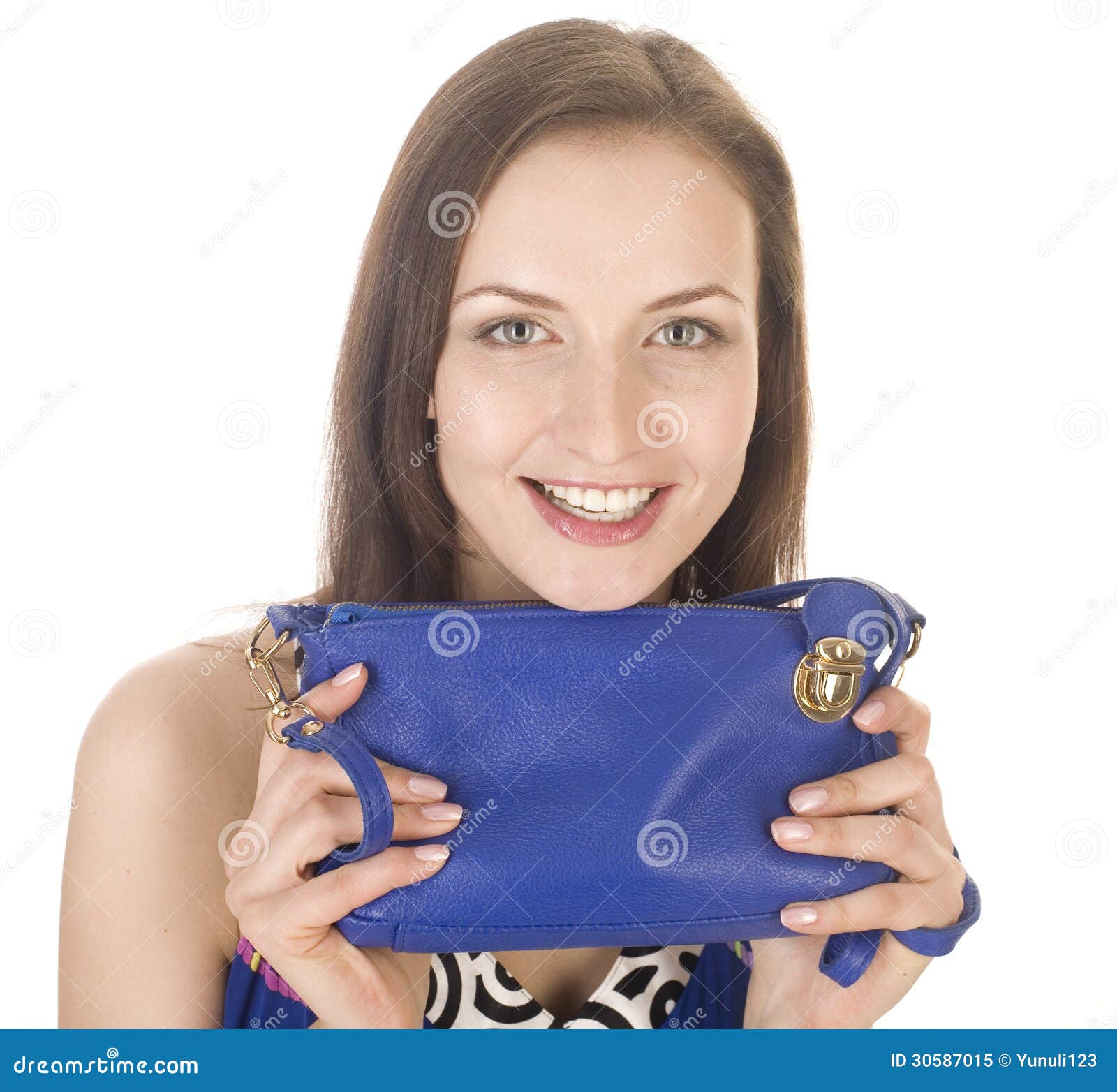 Portrait of Beauty Young Woman with Hand Bag Isolated Stock Image ...