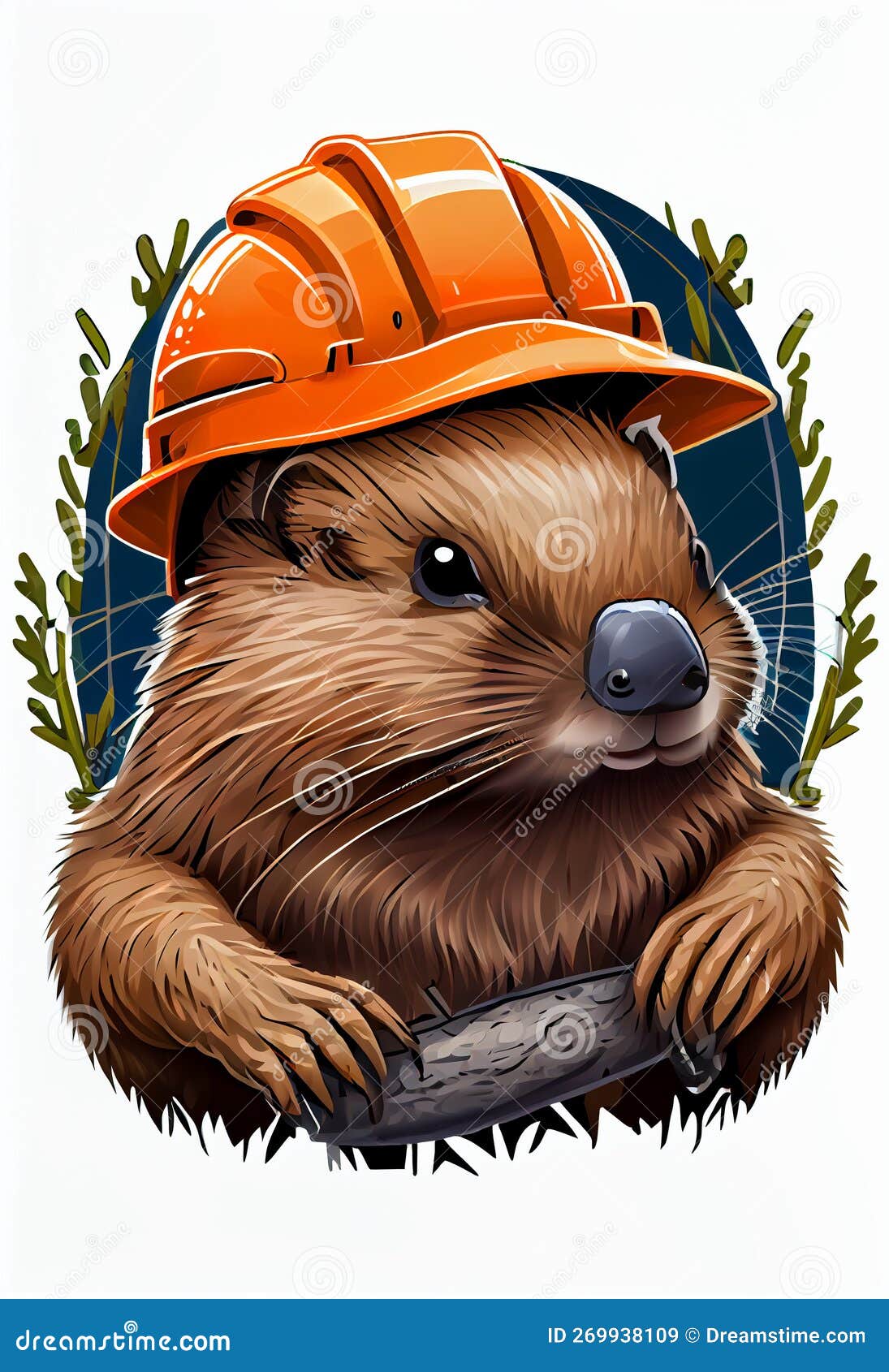 Portrait of a Beaver in a Protective Helmet. AI Generated Stock Illustration Illustration of