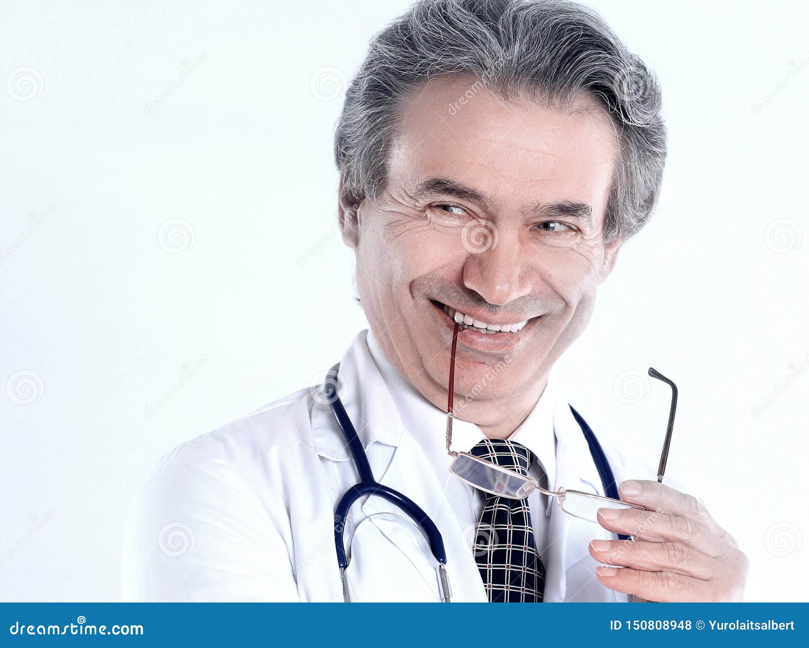 Portrait of a Benevolent Physician Therapist.isolated on White Background Stock Photo Image of