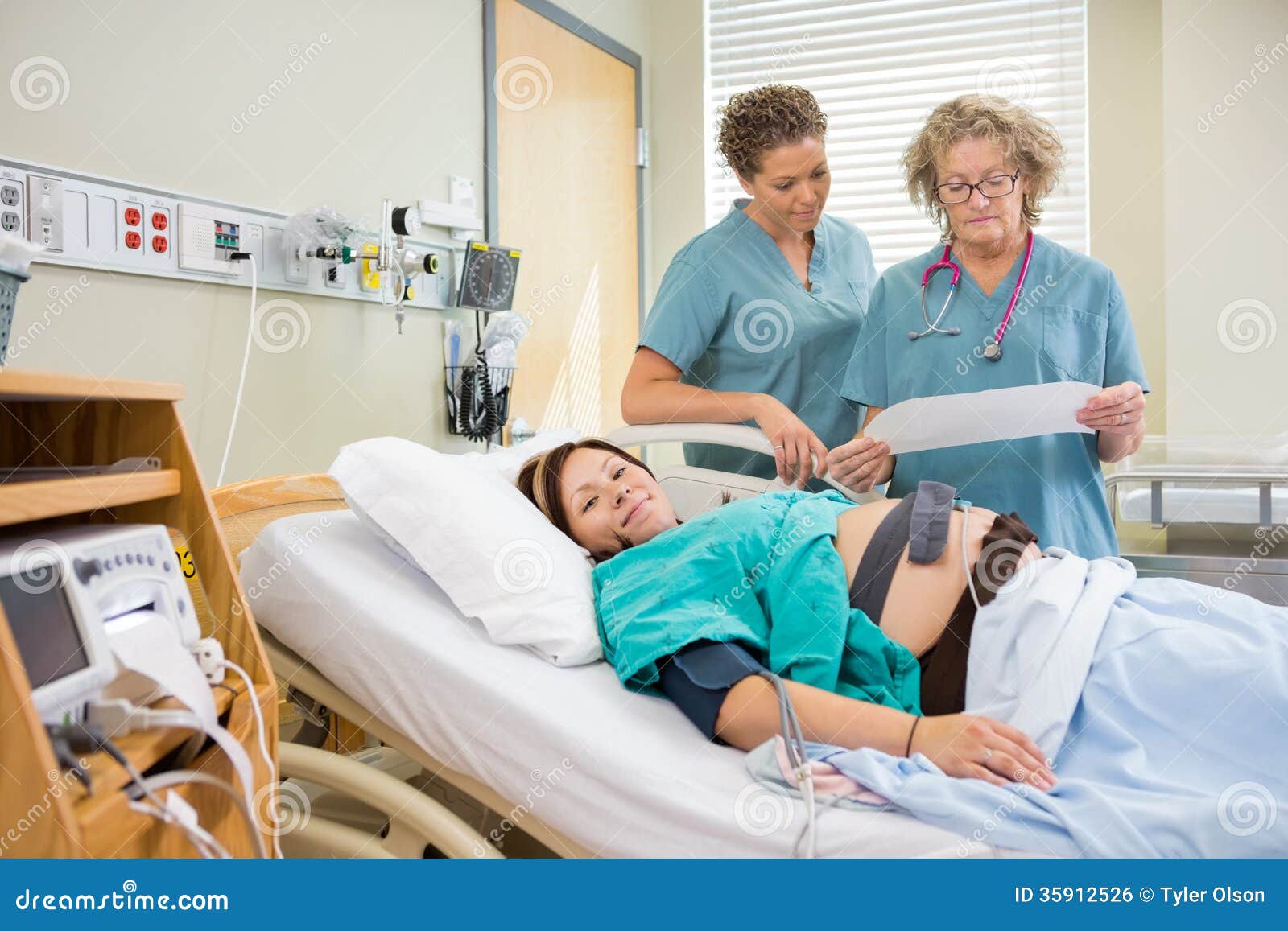 Portrait Of Birthing Mother In Hospital Royalty Free Stock Image