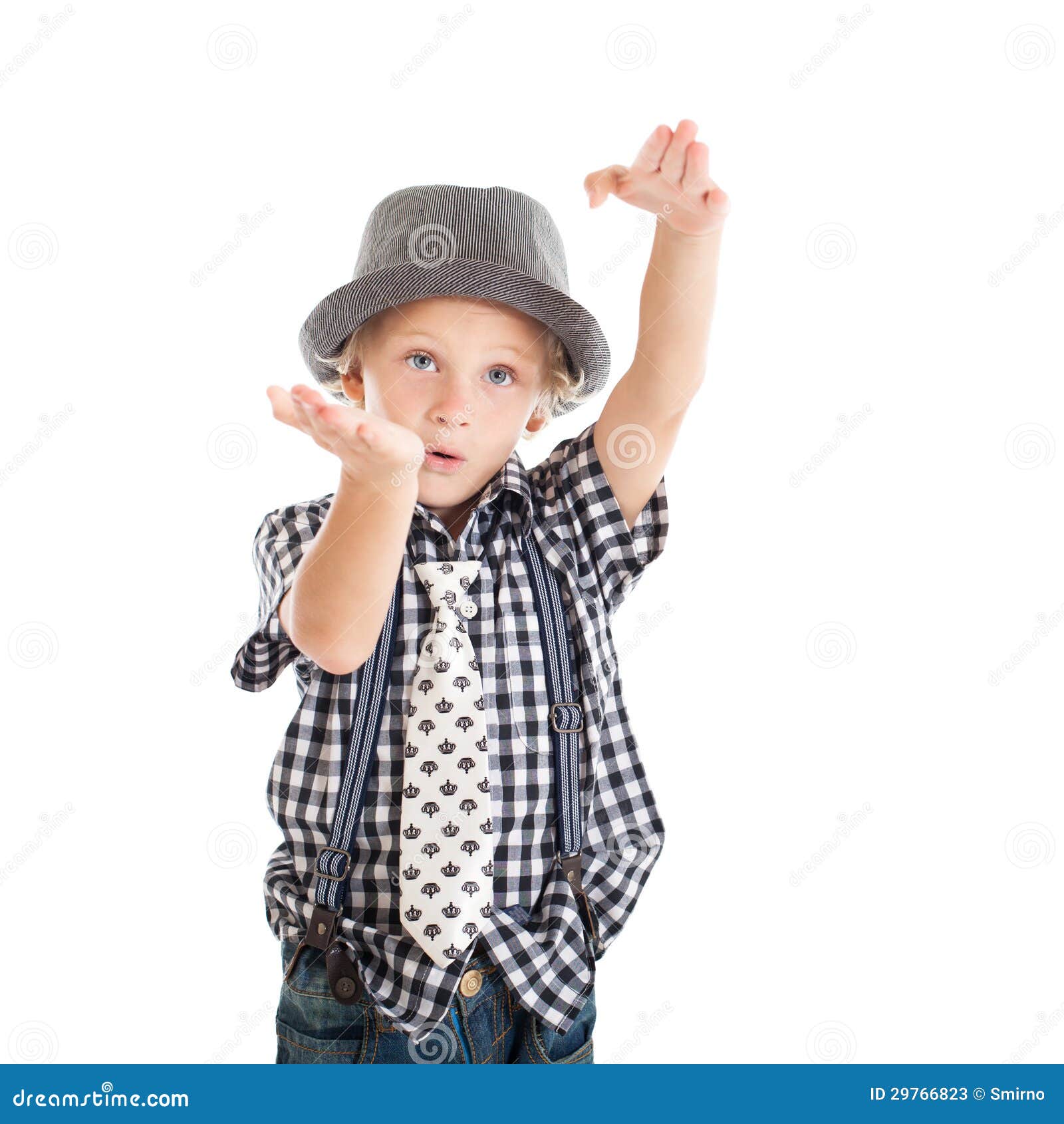Portrait of Blond Boy Wearing a Hat Stock Image Image of shirt