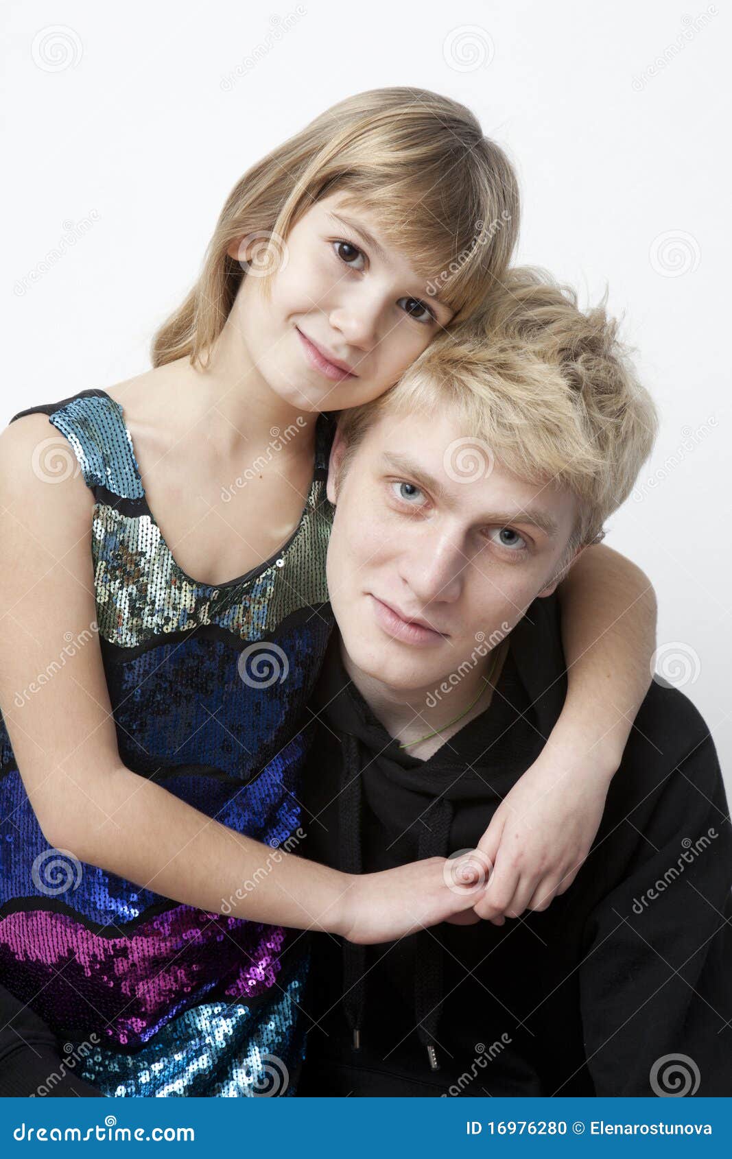 Portrait Of Blond Brother And Little Sister Stock Photo Image 16976280