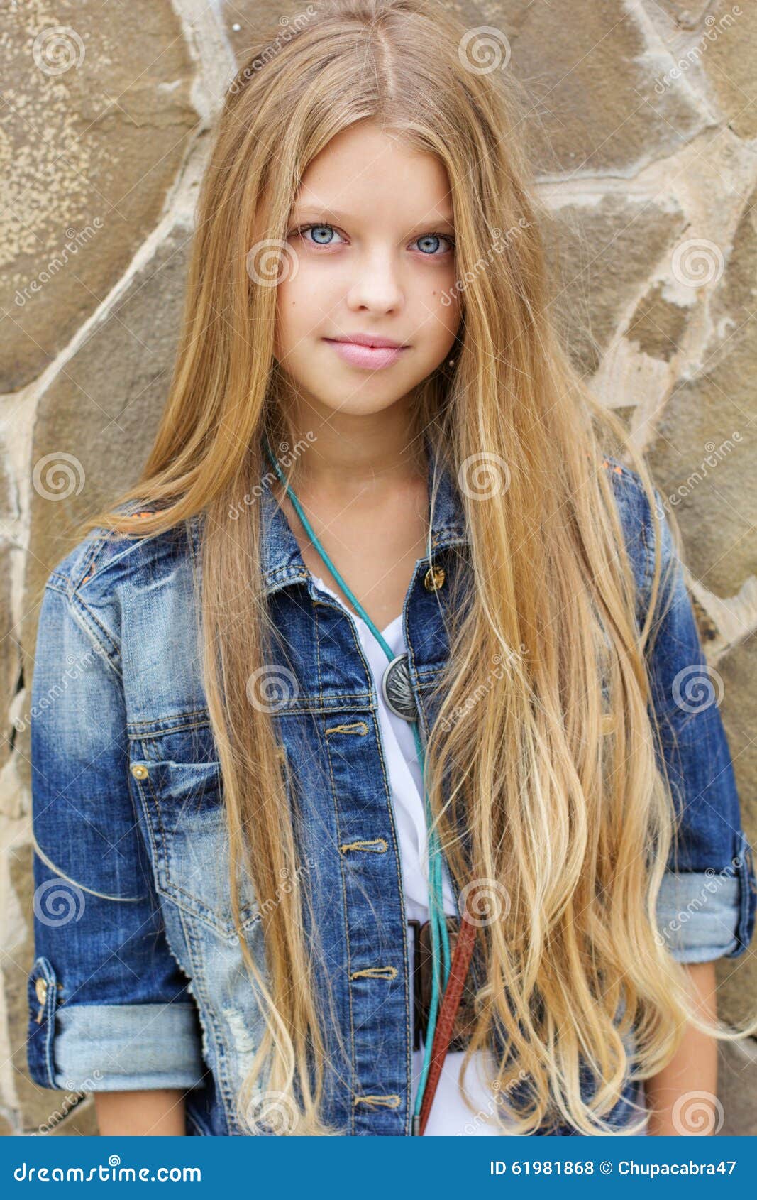 Portrait Of Blonde Girl With Long Hair Stock Photo Image Of Fall