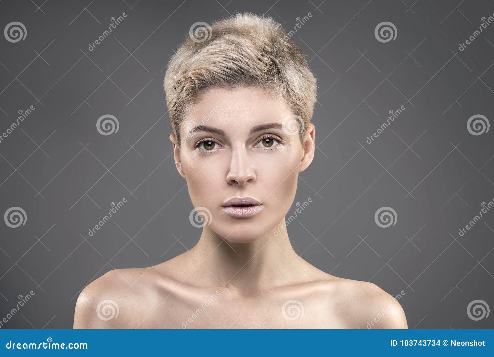 Portrait Of Blonde Short Hair Girl In Studio. Stock Photo - Image Of  Caucasian, Delicate: 103743734