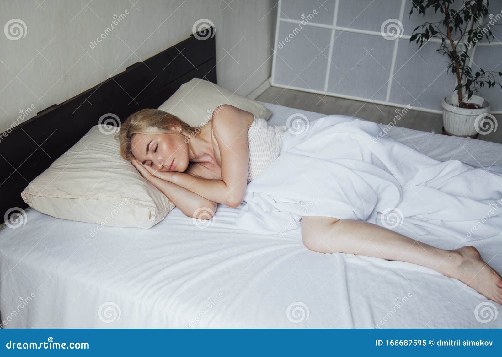 Naked Blonde Girl Sleeping On Bed