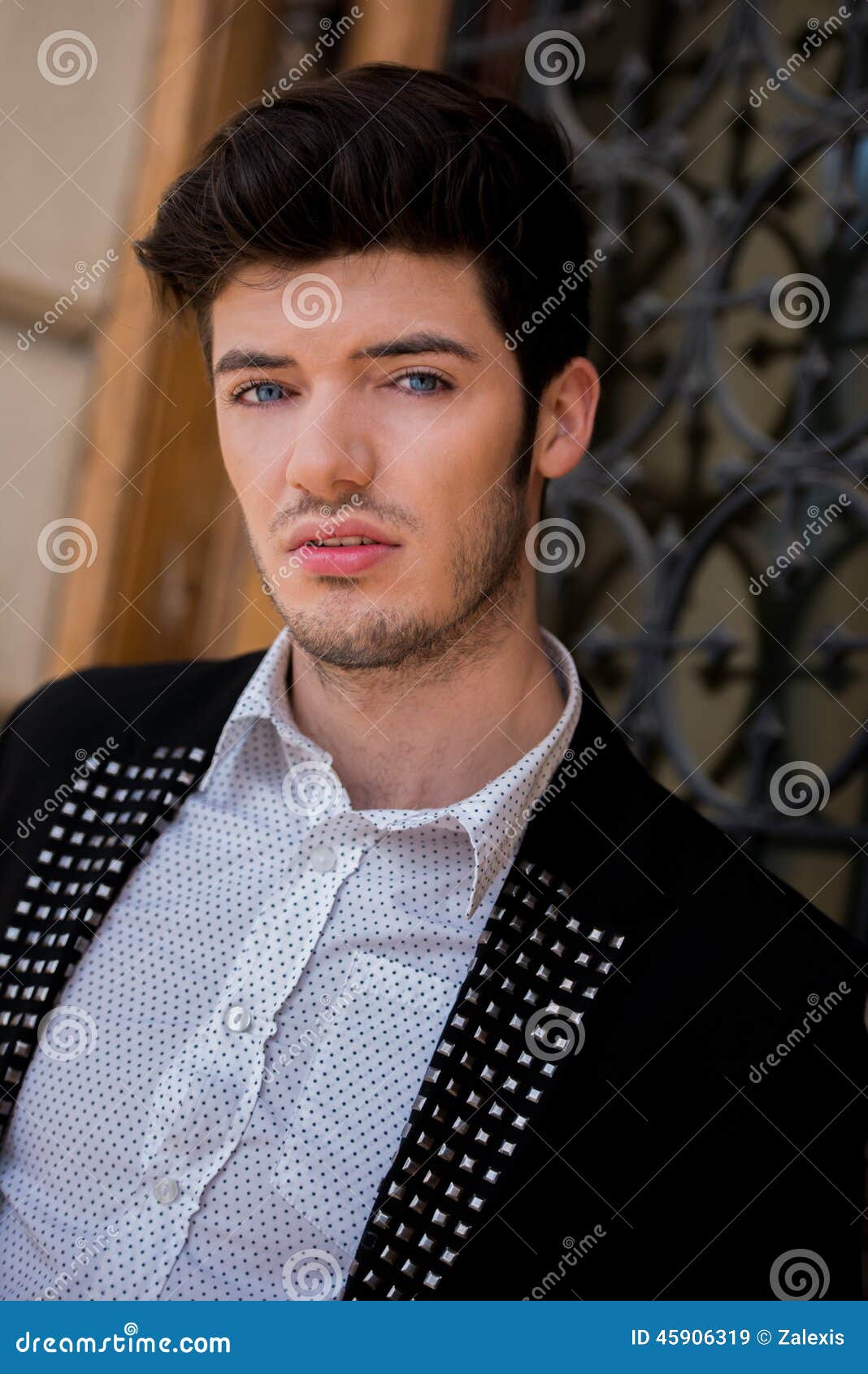 Portrait on Blue Eyed Attractive Man Stock Image - Image of face