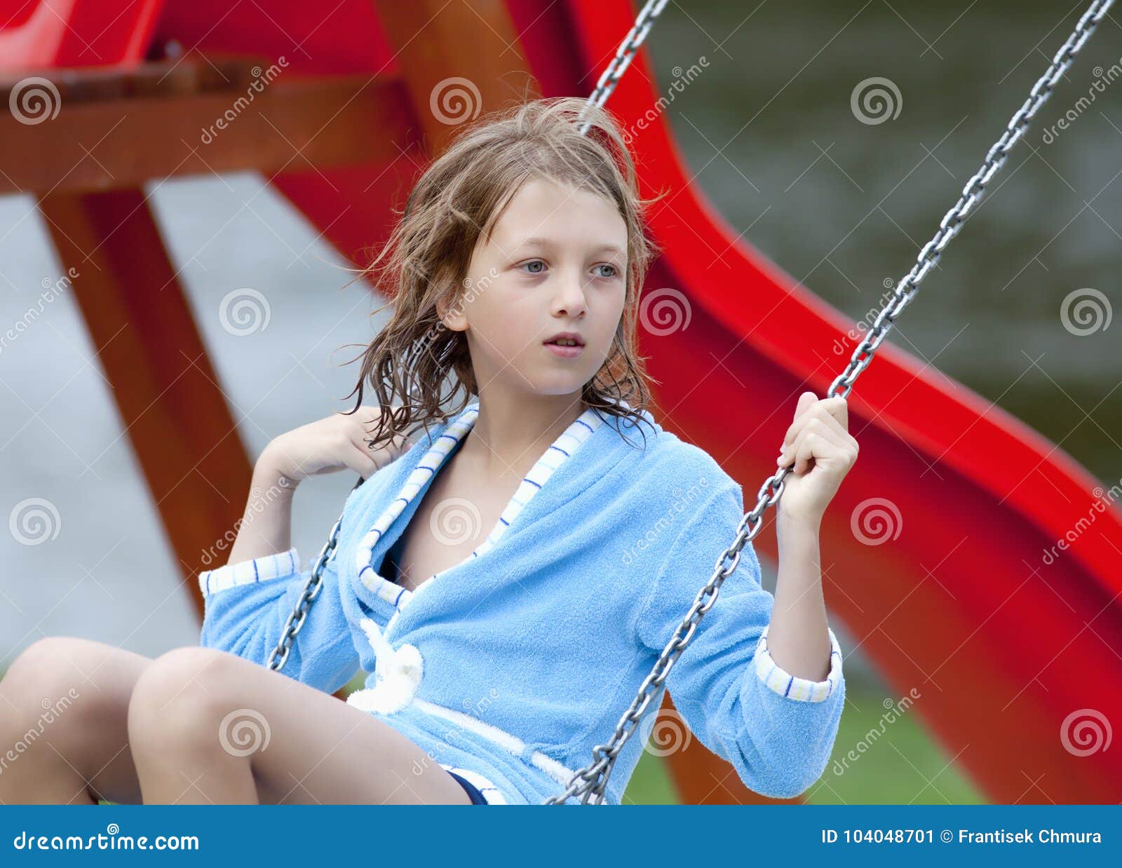 Portrait of a Boy with Blond Hair on a Swing Stock Image - Image of ...