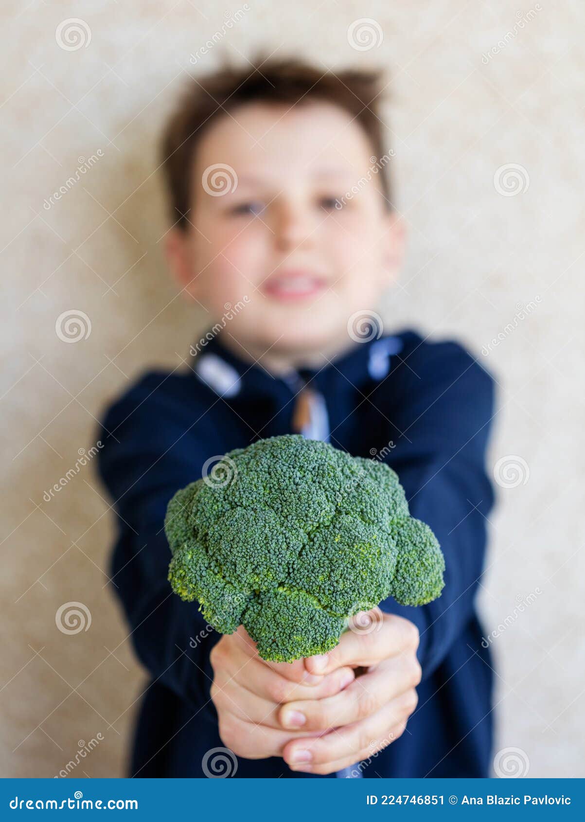 Portrait of a Boy with Broccoli Stock Image Image of child, daylight