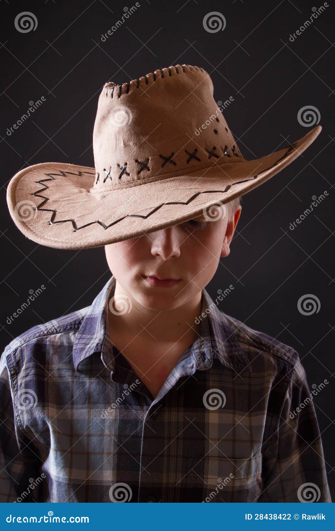 Portrait of a Boy in a Cowboy Hat Stock Photo Image of model