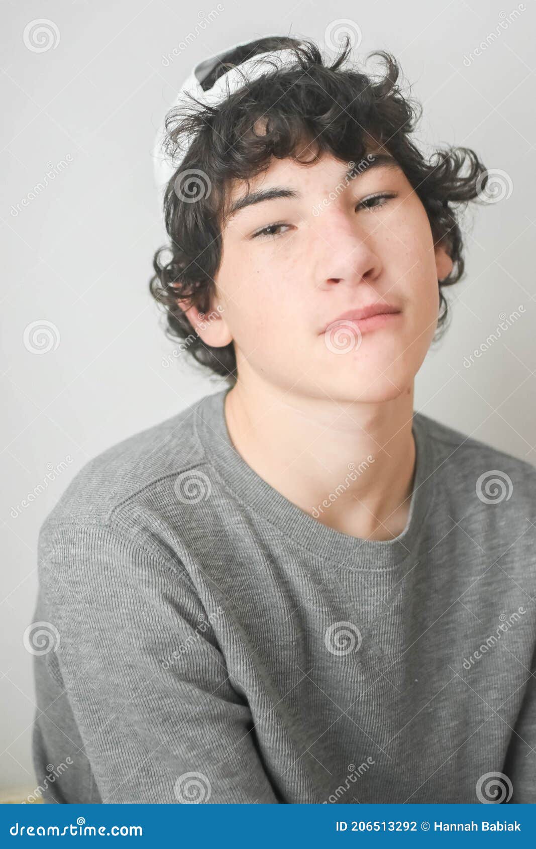 Portrait of Boy with Curly Hair and Baseball Cap Stock Photo - Image of  isolated, baseball: 206513292