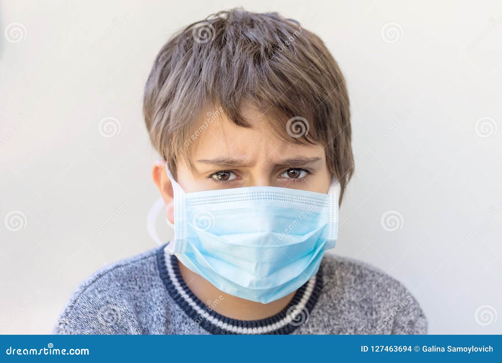 Portrait Of A Boy In A Medical Mask. Stock Photo - Image of child ...