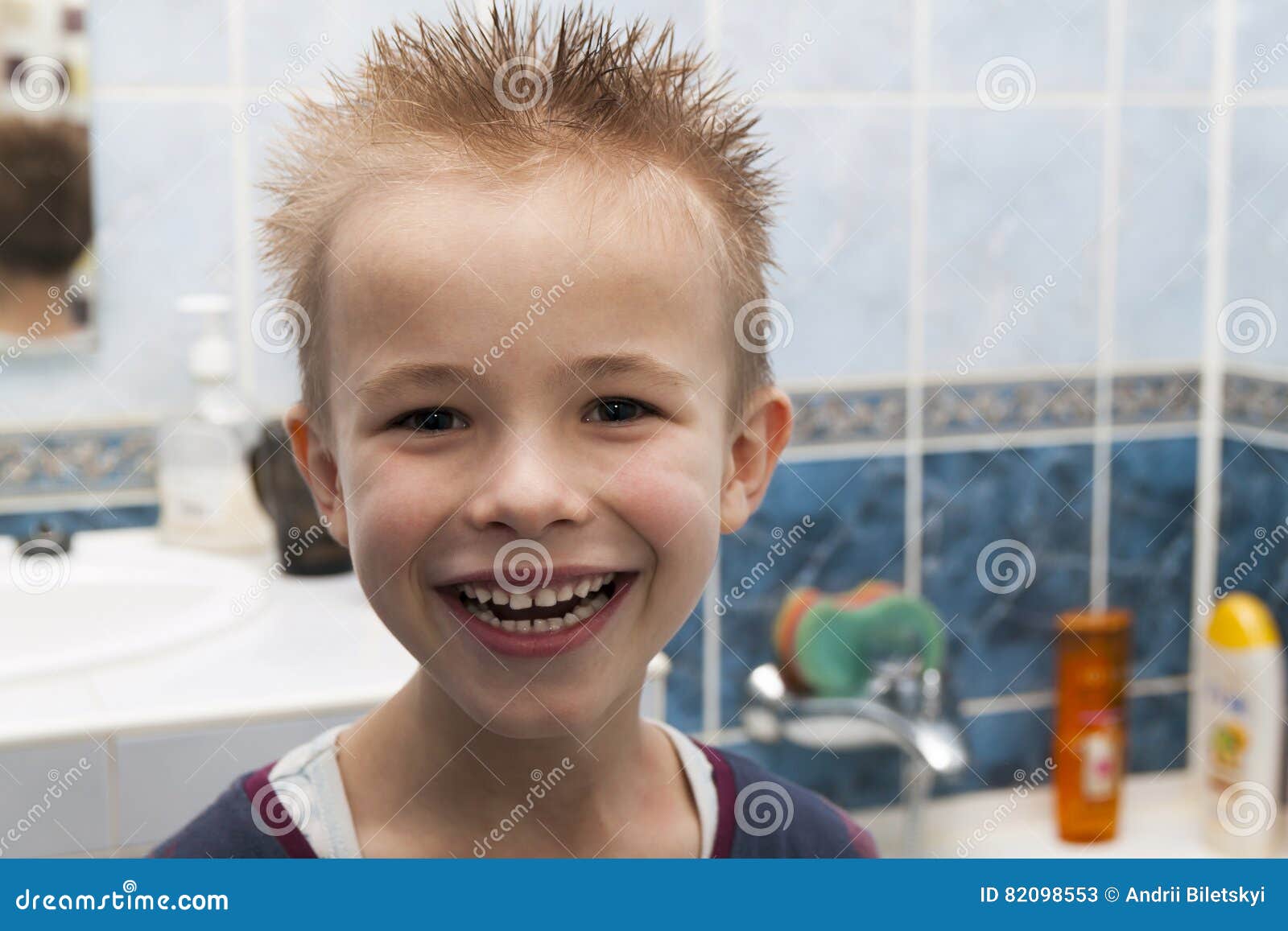 Portrait of a Boy with Wet Hair after Taking a Shower of Bath. F Stock  Image - Image of funny, happiness: 82098553