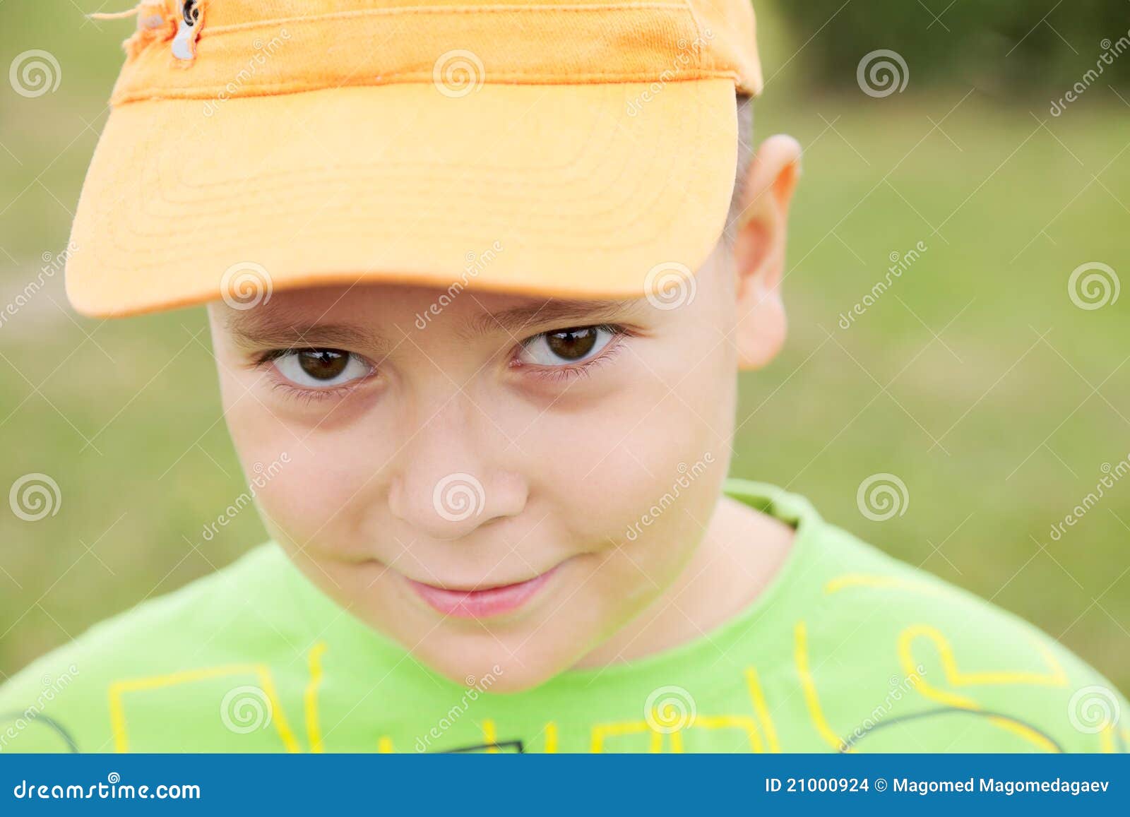 Portrait of Boy in Yellow Cap Stock Photo Image of portrait, closeup 21000924