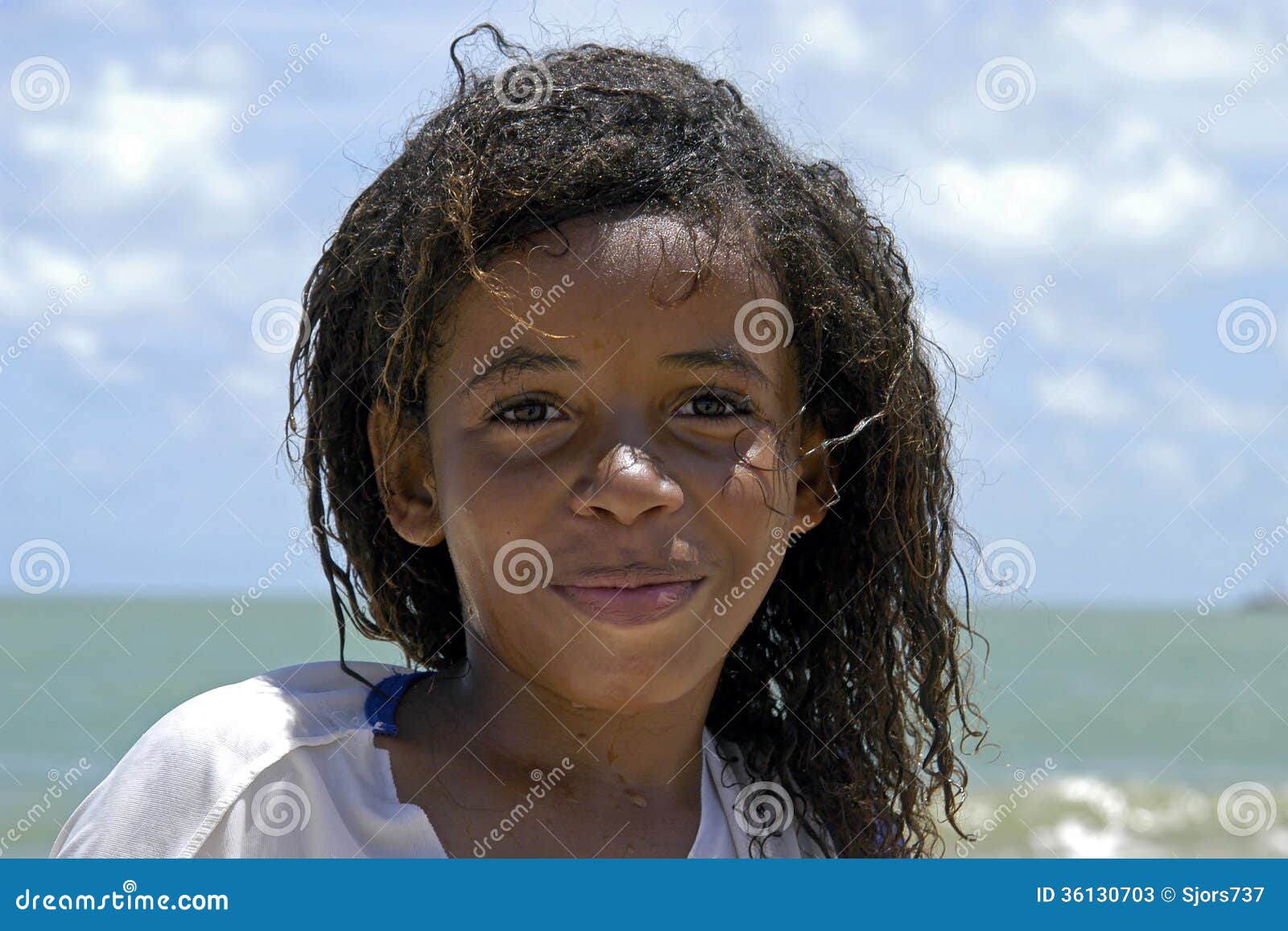 Portrait of Brazilian Girl with Radiant Face Editorial Stock Photo