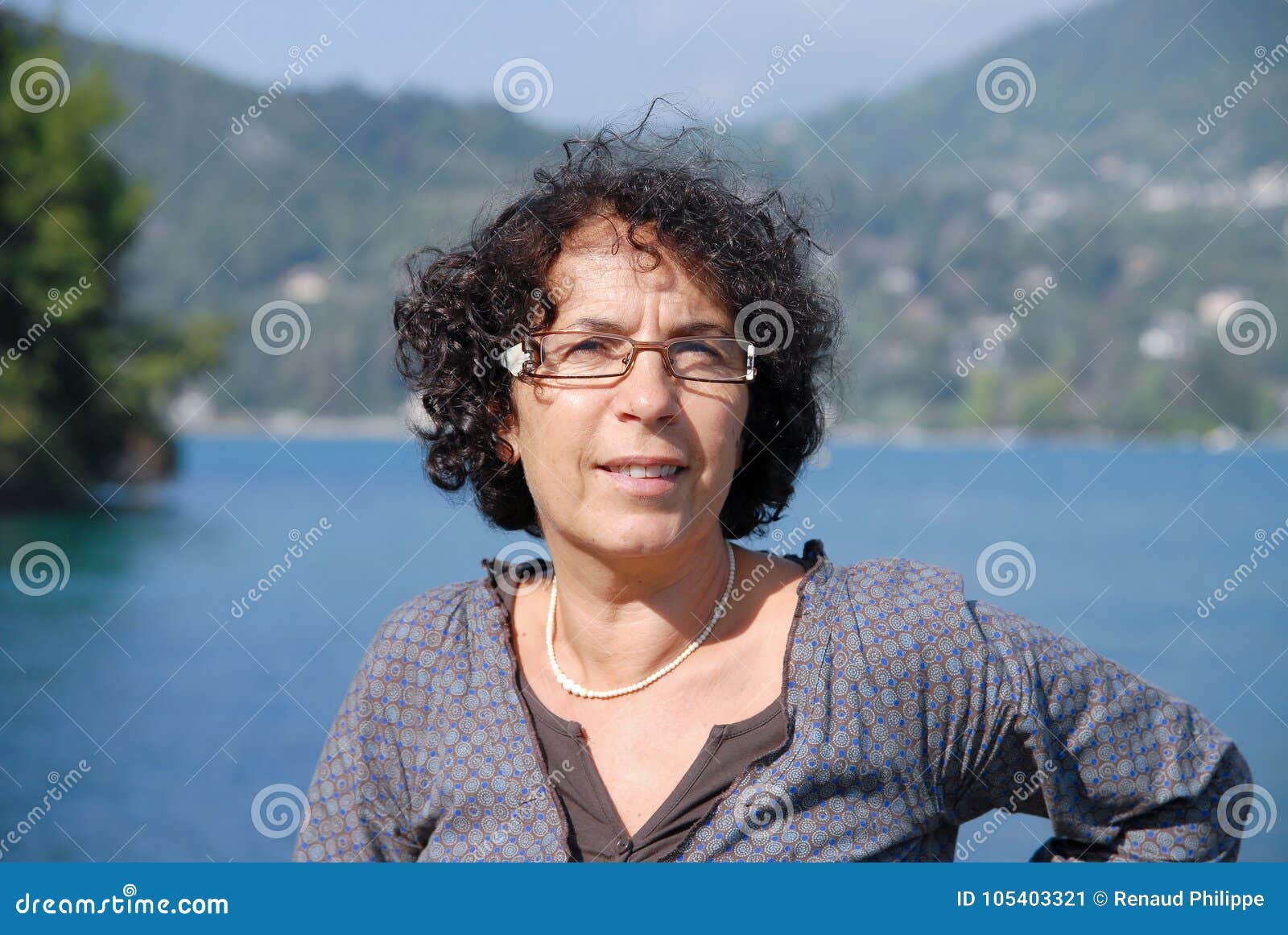 Portrait Of Brunette Mature Woman With Eyeglasses Stock Image Image