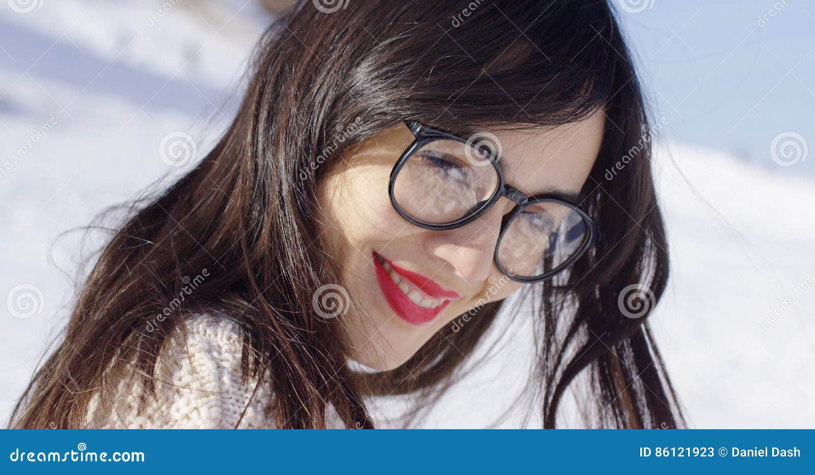 Portrait Of Brunette Woman Wearing Eyeglasses Stock Image
