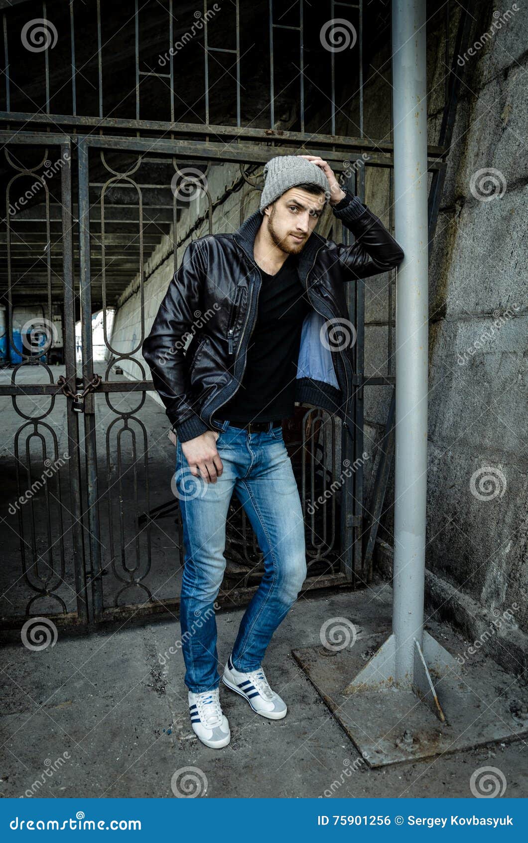 Portrait Of Brutal Young Man. Bad Boy Concept. Stock Photo 