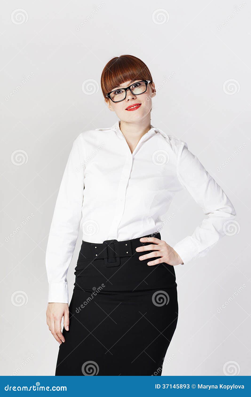 portrait of buisness woman on white background.
