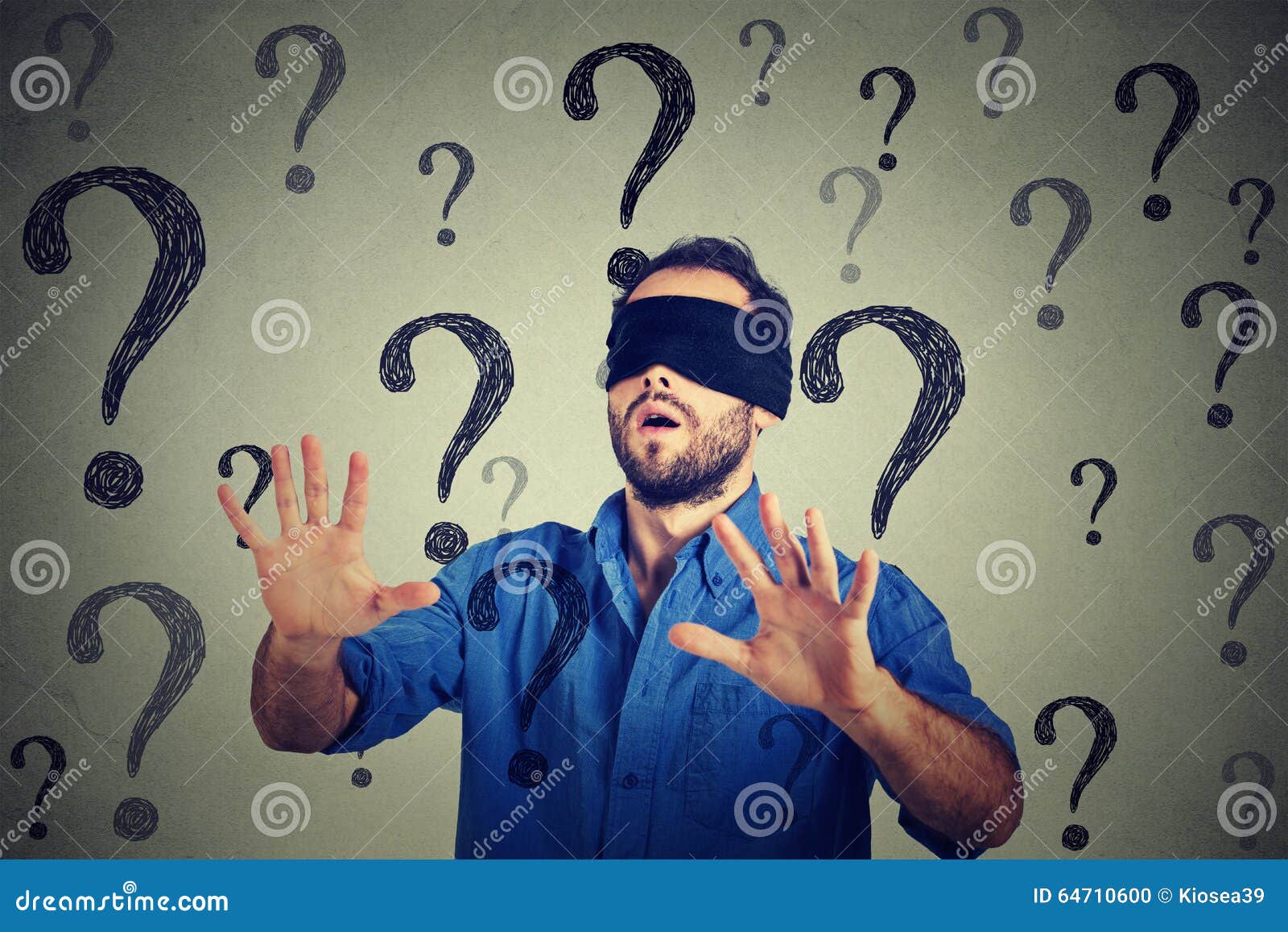 Blindfolded Man Throws Up His Hands Stock Photo, Picture and Royalty Free  Image. Image 7562056.