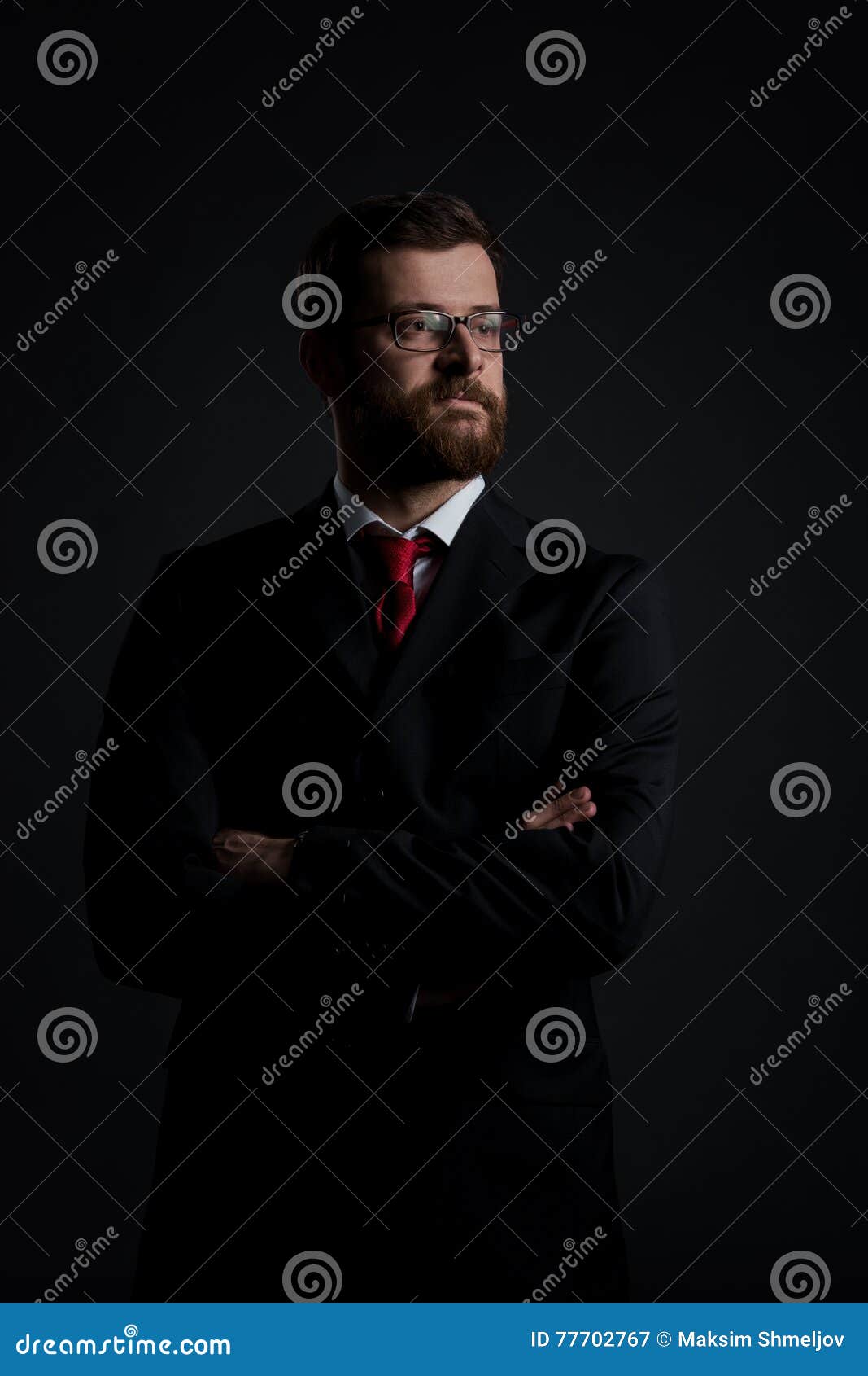 Portrait Of A Businessman On A Black Background Stock Image - Image of ...