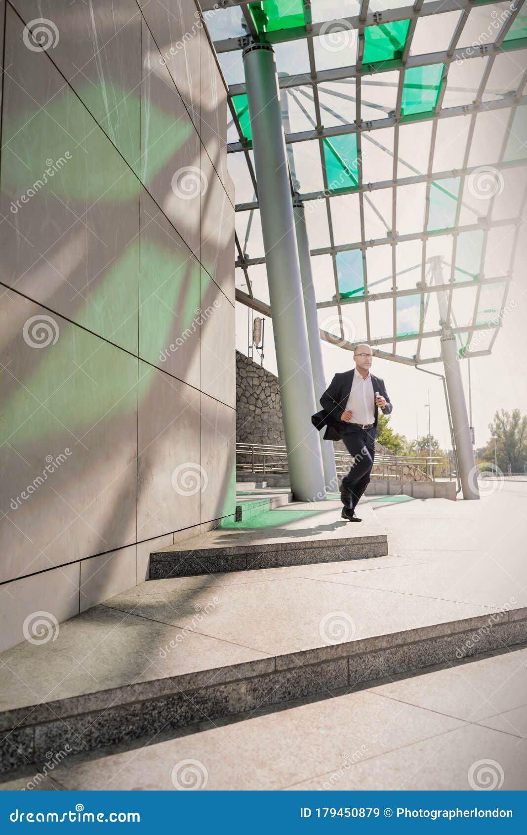 Portrait of Businessman Running for Emergency Stock Image Image of