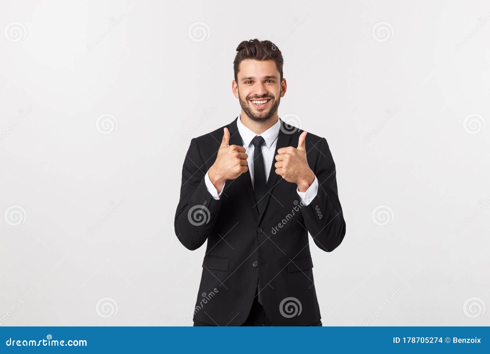 Portrait Businessman Showing Thumbs-up Sign on White Background Stock ...