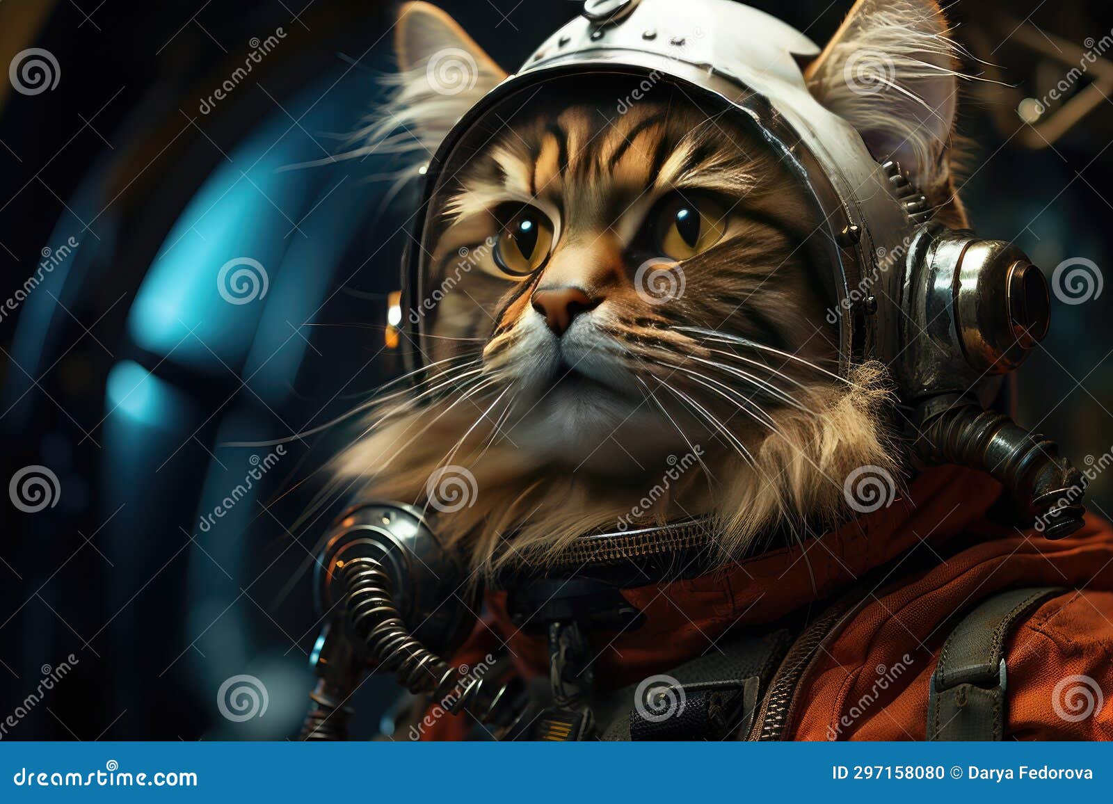 Astronaut cat in a spacesuit. Portrait of a cat in space, cat