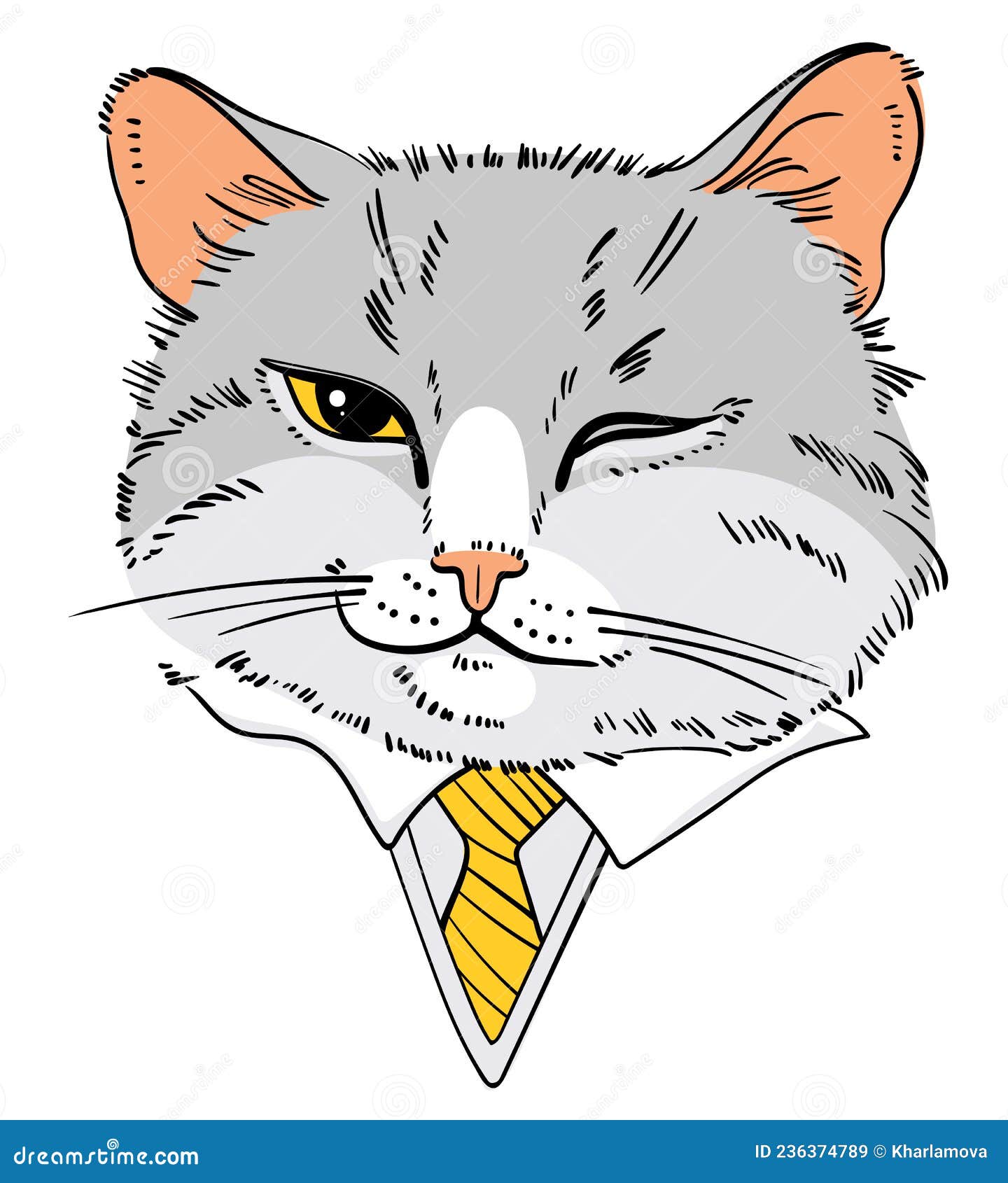 portrait of cat in business suit. cat smirk