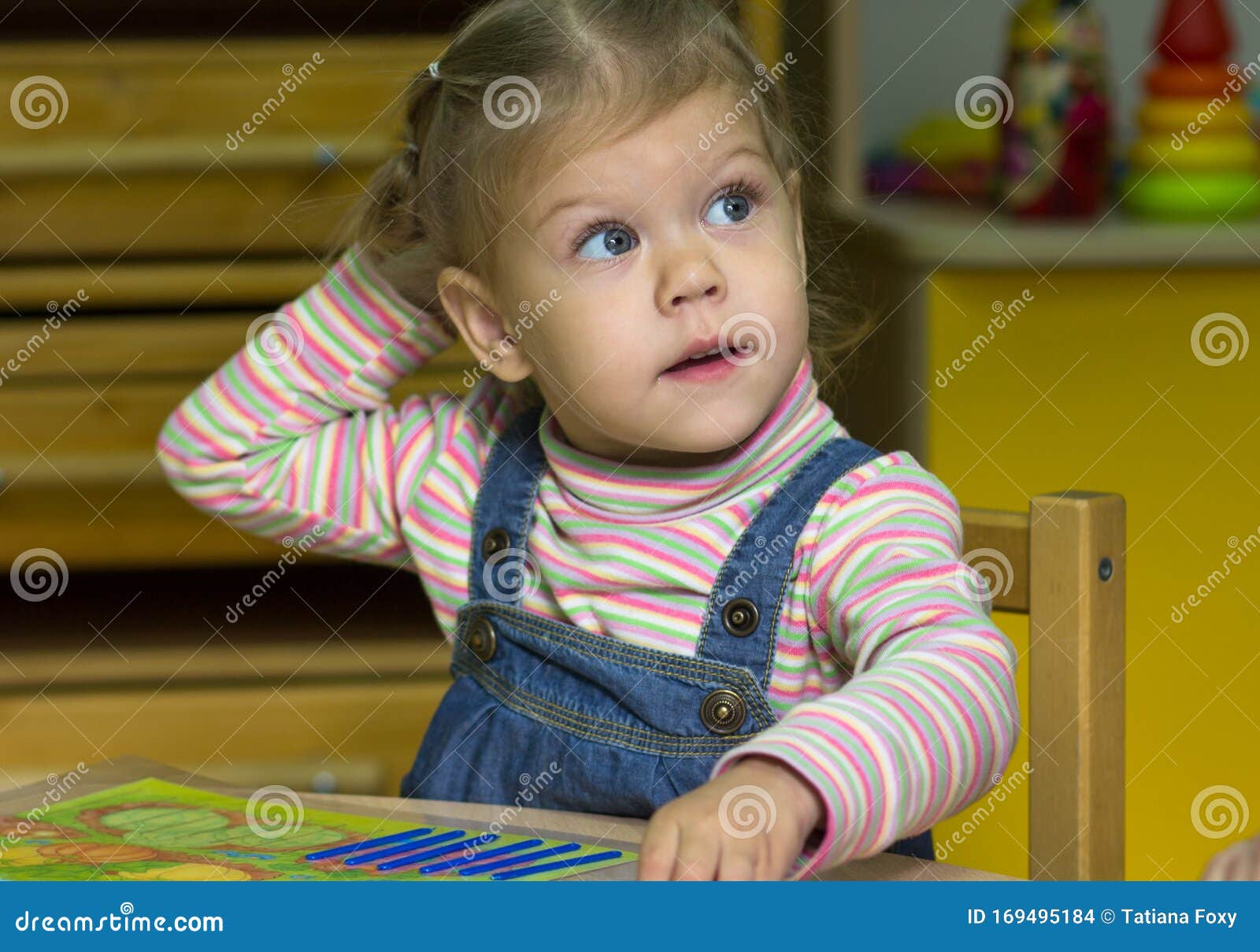 Portrait of Caucasian Child Two Years Old Playing with the Counting ...