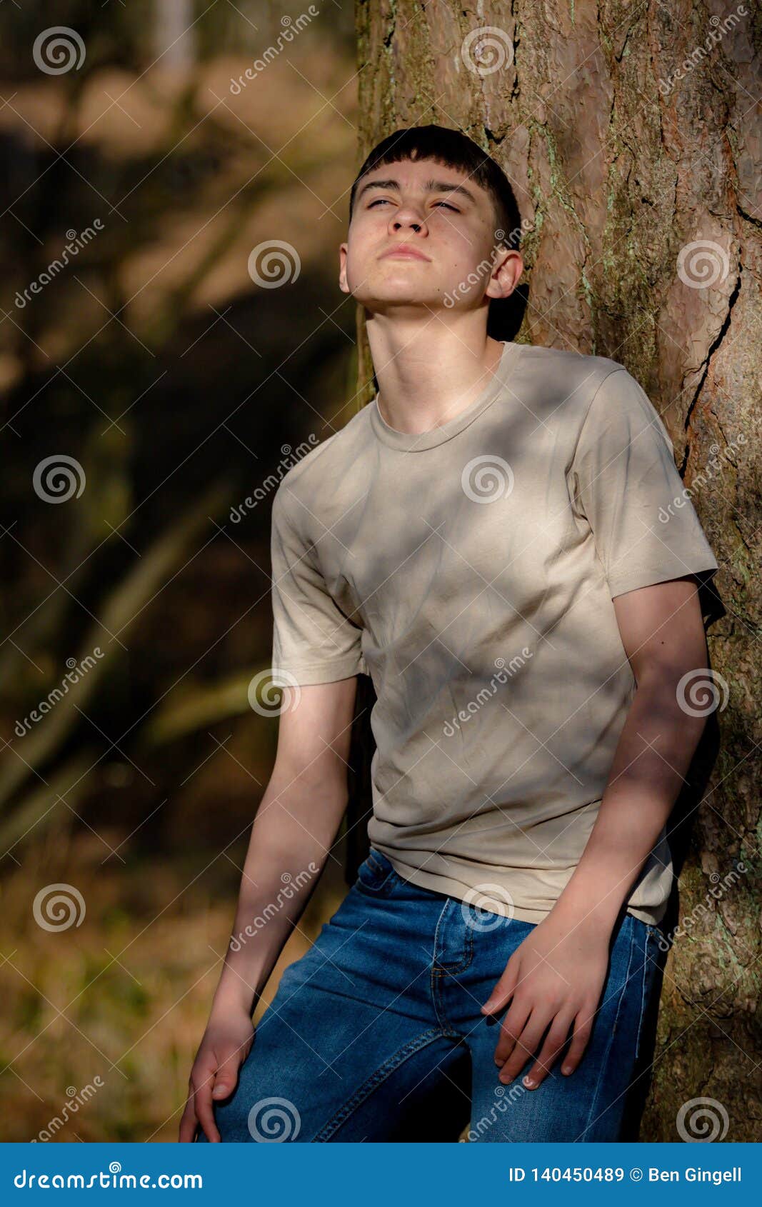 Teenage Boy Outside on a Bright Spring Day Stock Image - Image of lean ...