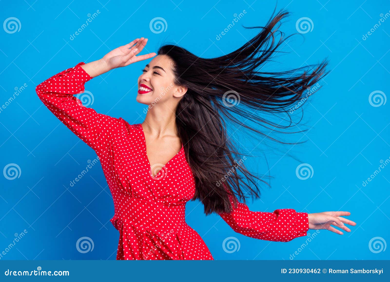 Portrait of Charming Adorable Cheerful Lady Having Fun Posing Wind ...