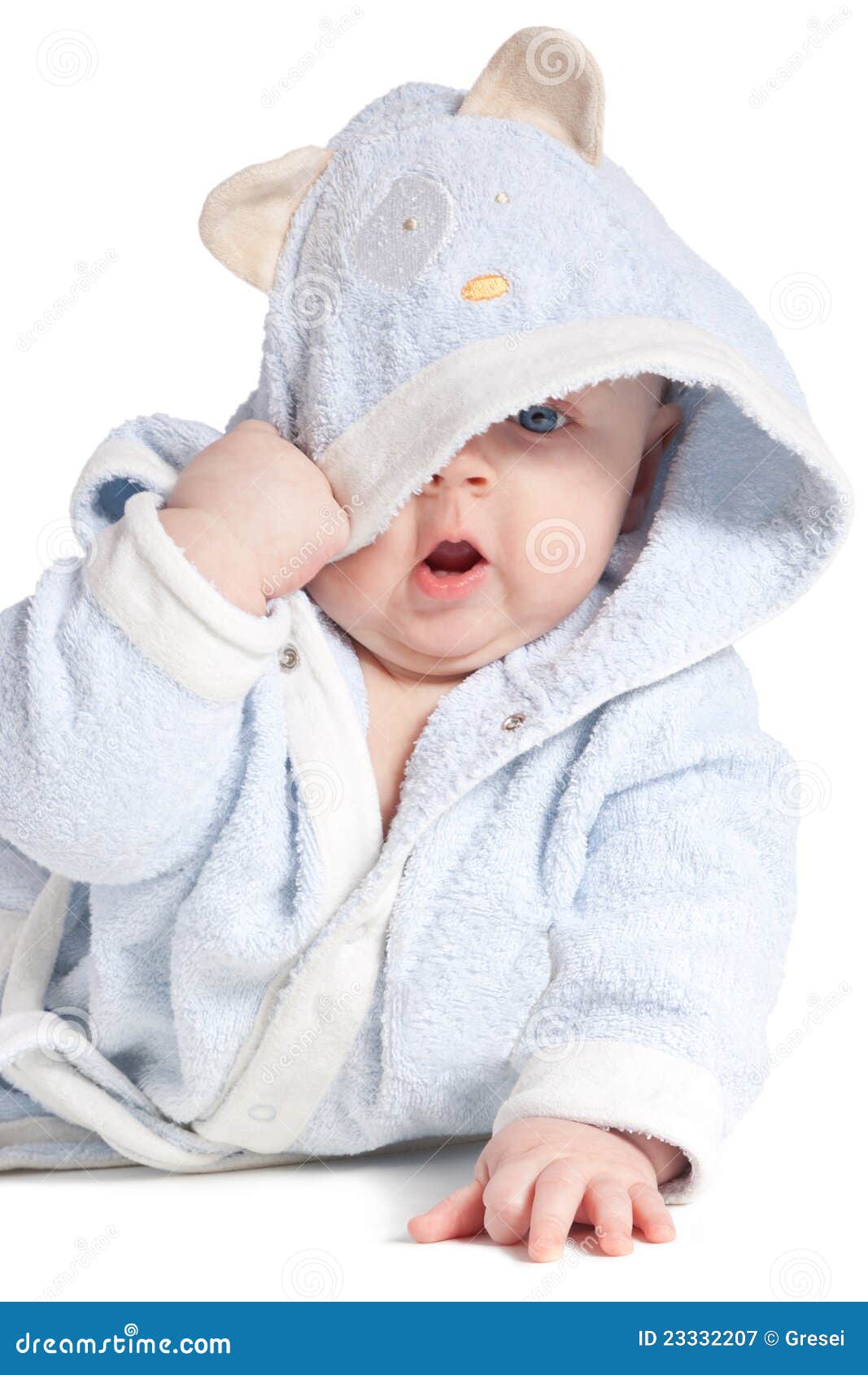 Portrait of a Cheerful Child in Blue Bathrobe Stock Image Image of person, portrait 23332207